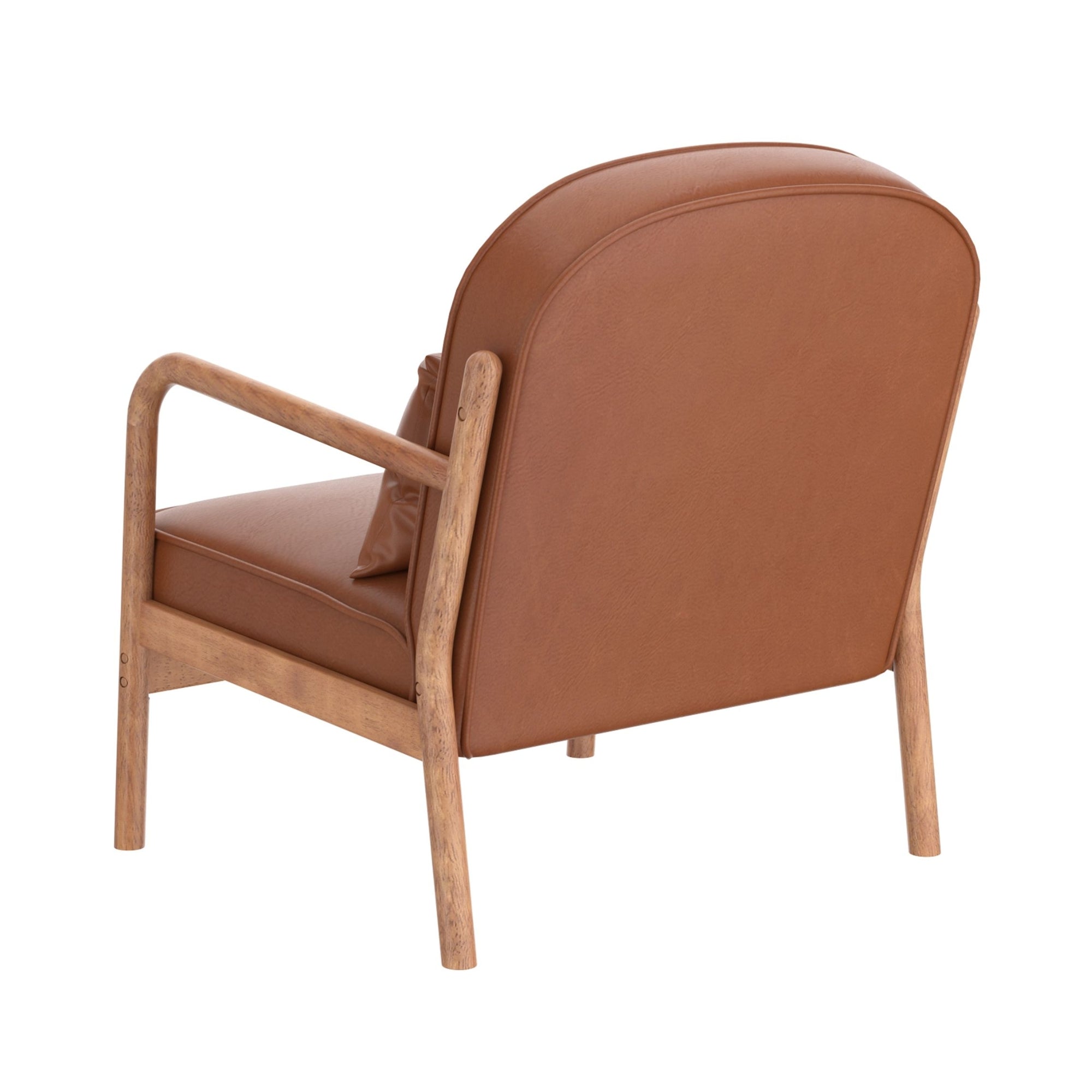 Fani Accent Chair, Faux Leather in Saddle PU and Walnut