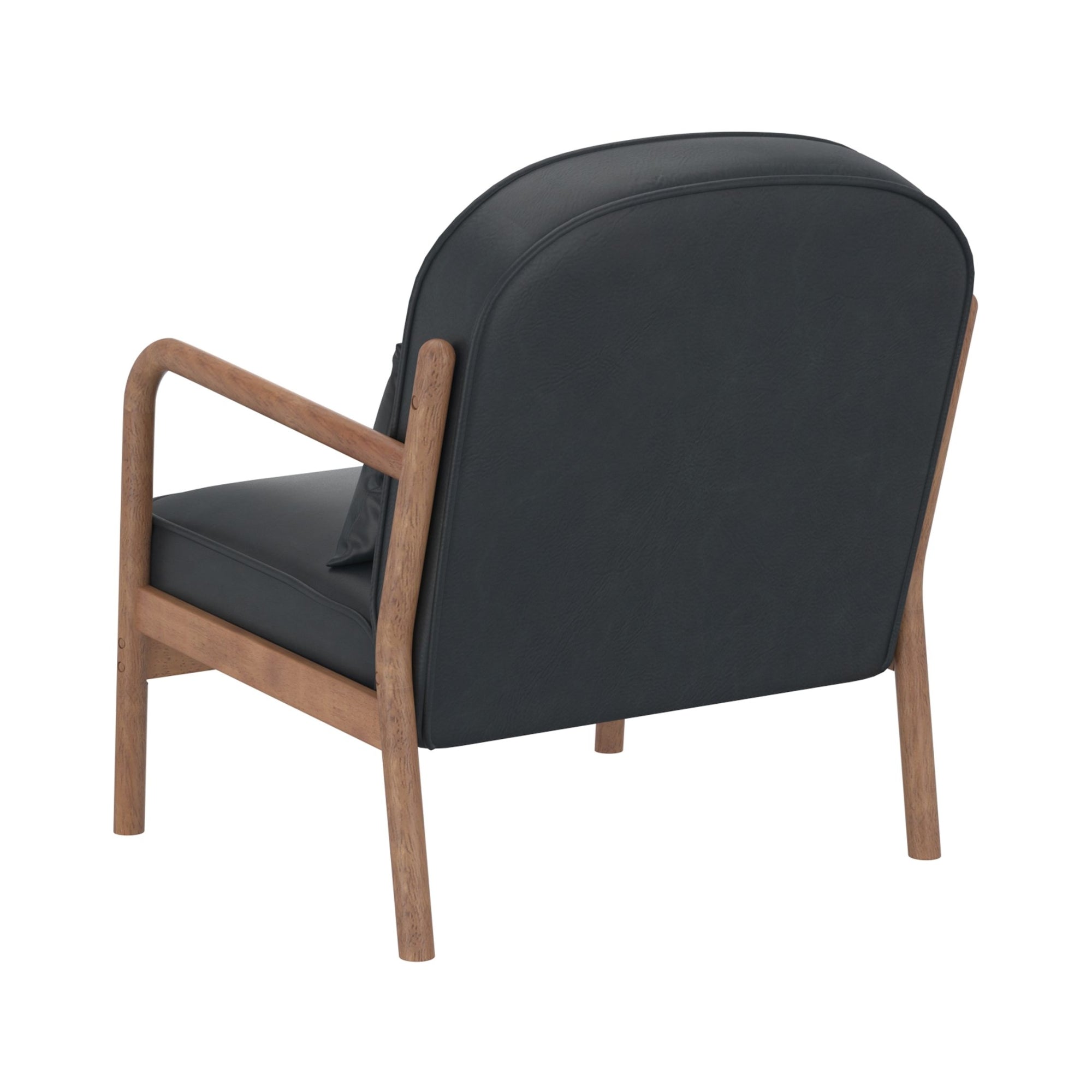 Fani Accent Chair, Faux Leather in Black PU and Walnut