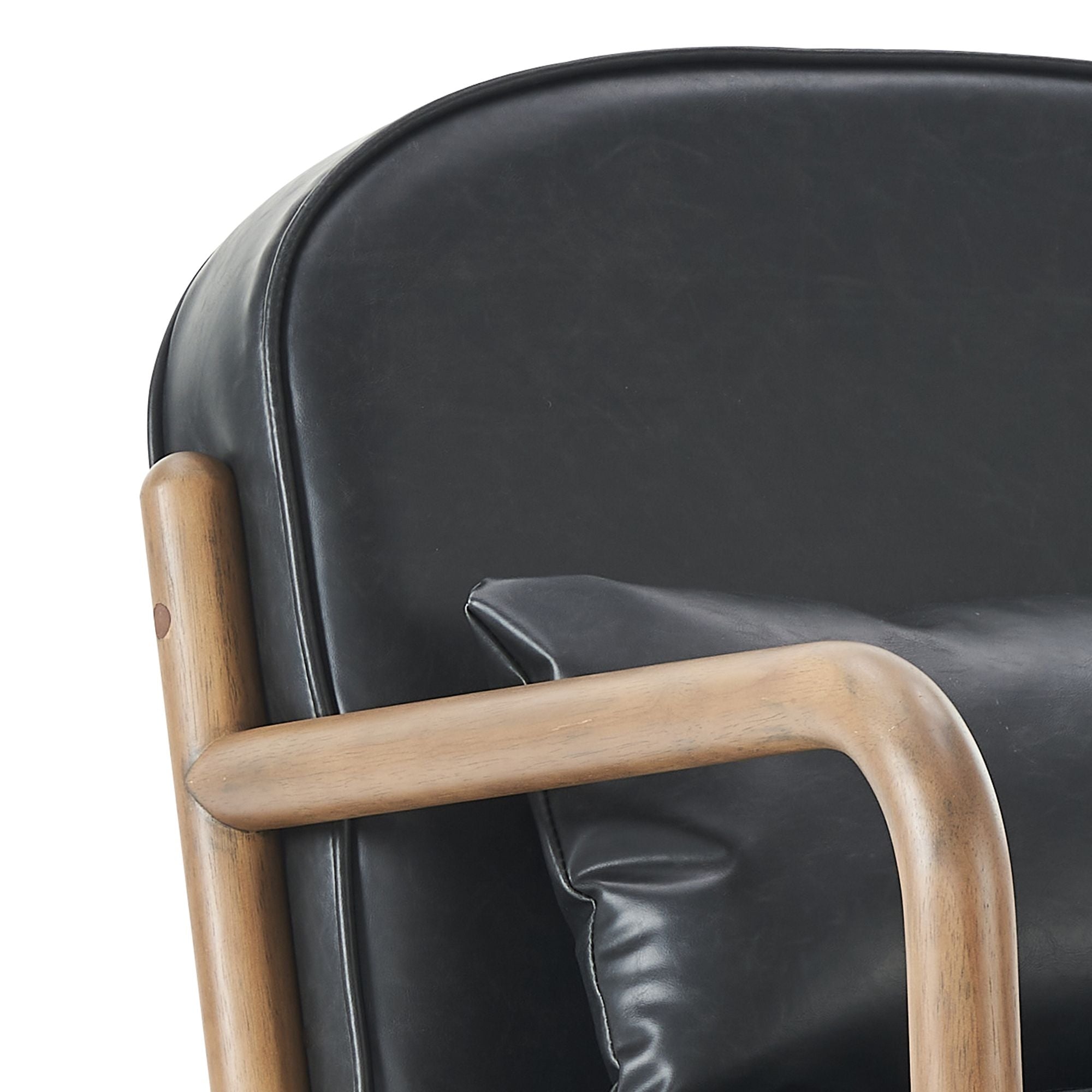 Fani Accent Chair, Faux Leather in Black PU and Walnut
