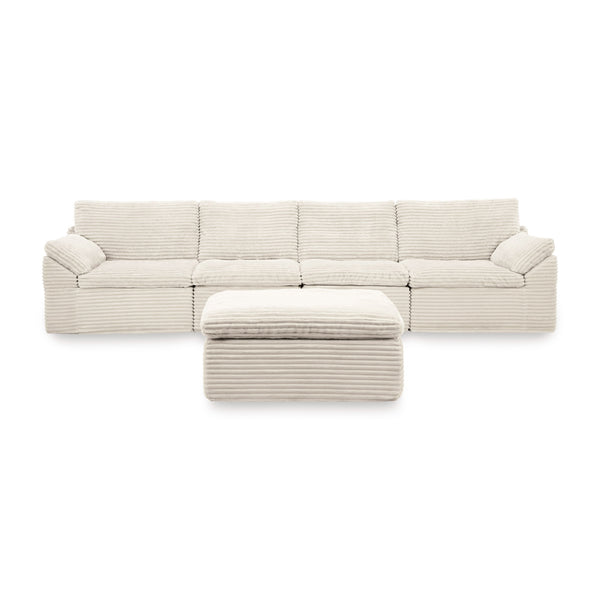 Fannin 4-Piece Boneless Sectional with Ottoman in Ivory