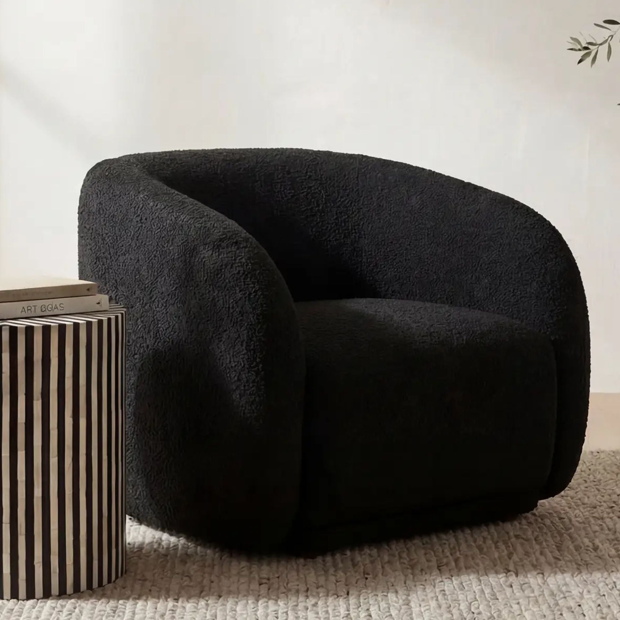 Moe's Home Faye Collection Accent Chair Black Boucle | CastleUp Experience Centre Online Furniture
