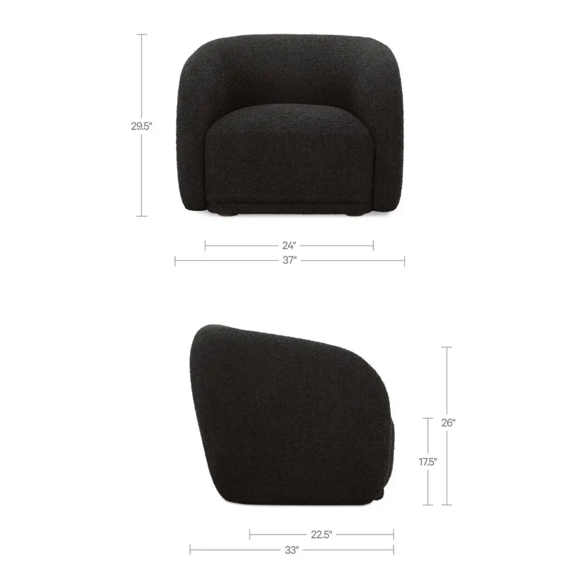 Moe's Home Faye Collection Accent Chair Black Boucle | CastleUp Experience Centre Online Furniture