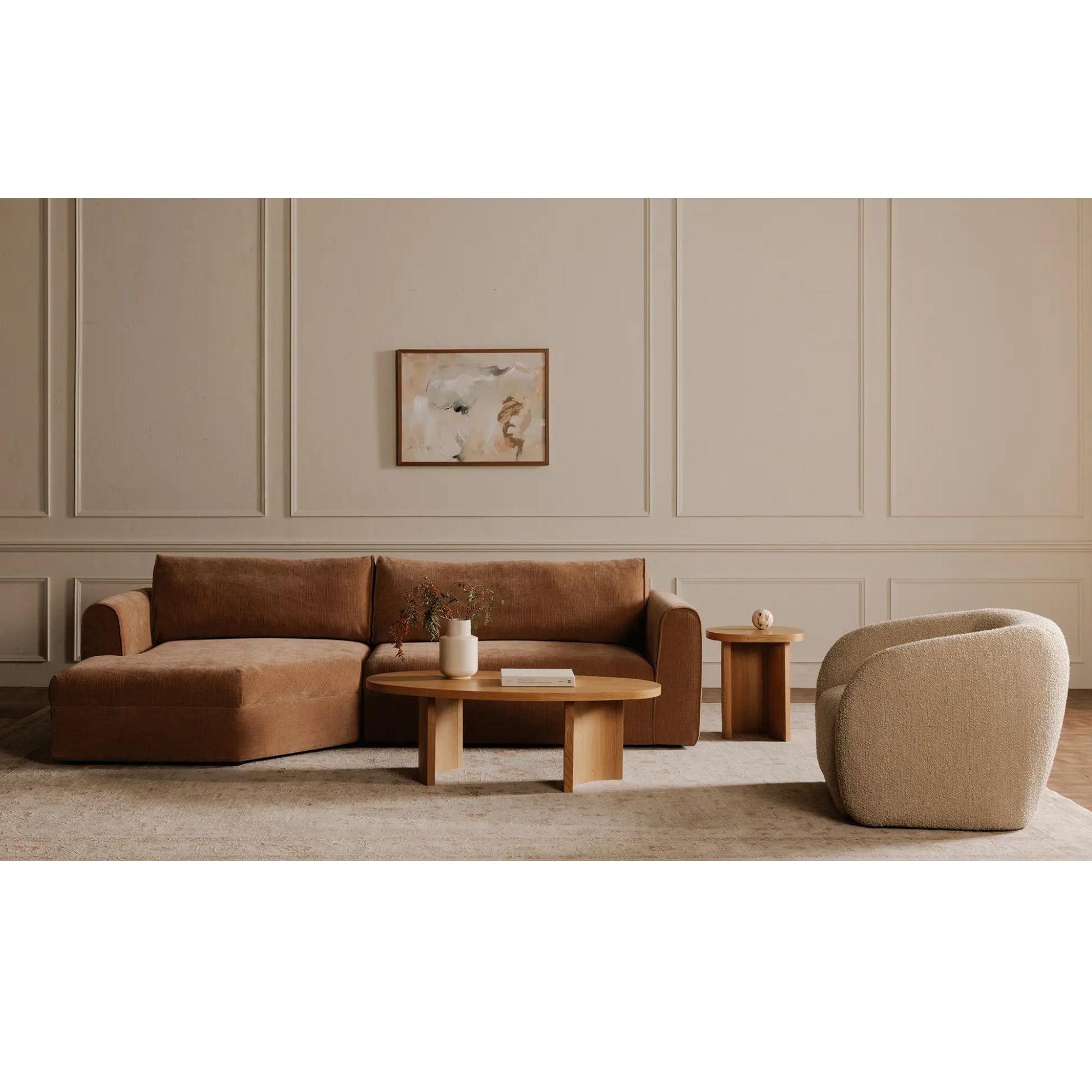 Moe's Home Faye Collection Accent Chair Beige Boucle | CastleUp Experience Centre Online Furniture