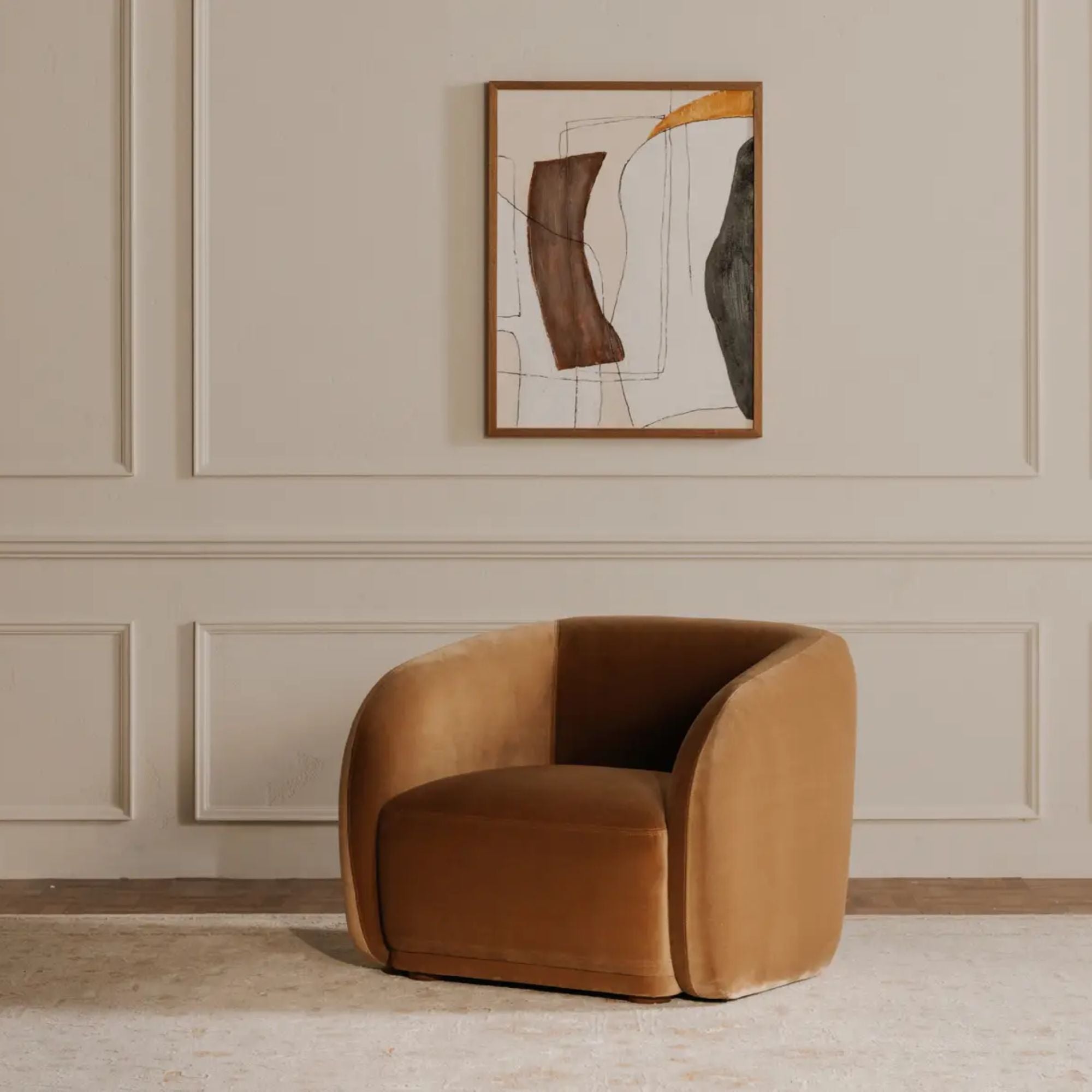 Moe's Home Faye Collection Accent Chair Tan Faux Mohair | CastleUp Experience Centre Online Furniture
