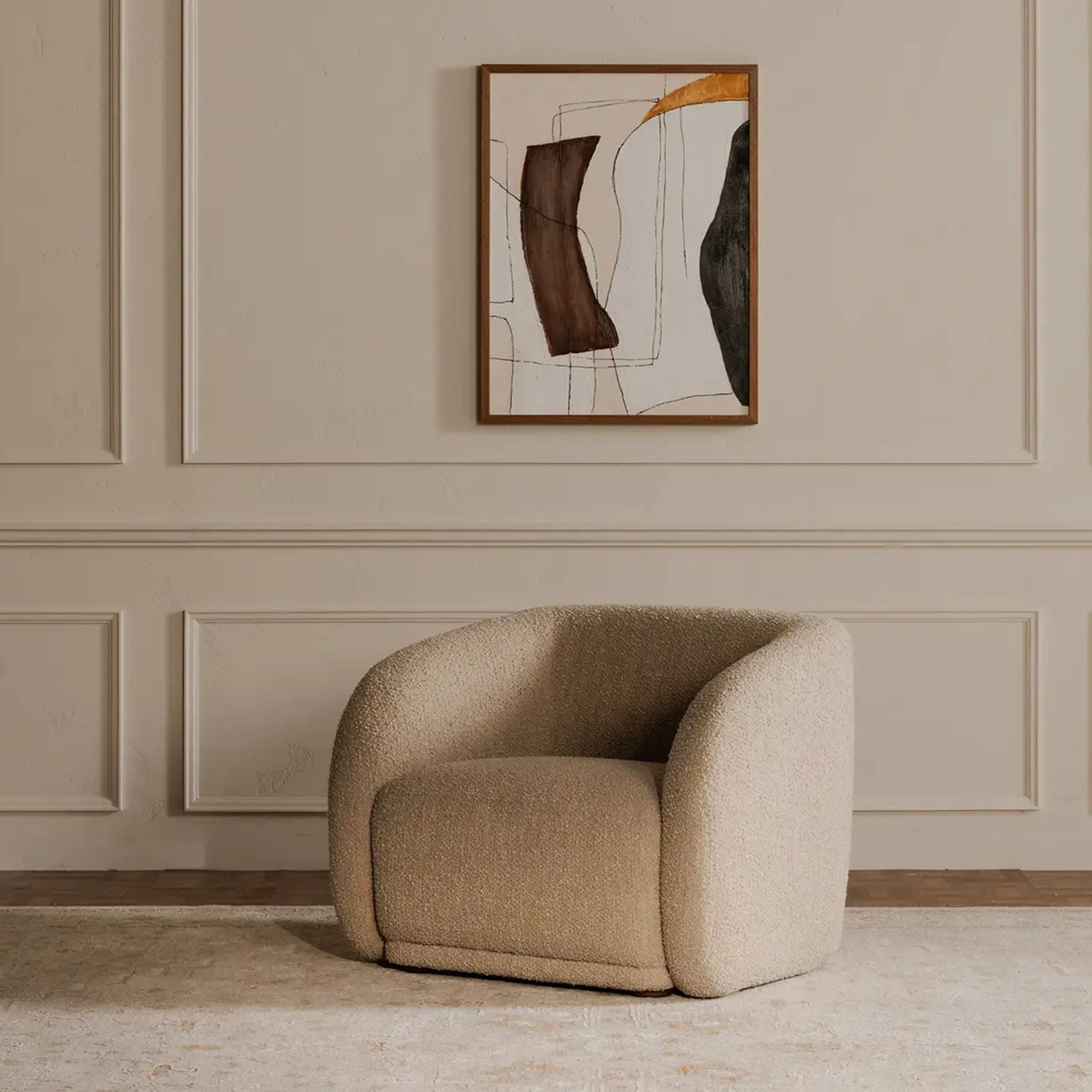 Moe's Home Faye Collection Accent Chair Beige Boucle | CastleUp Experience Centre Online Furniture