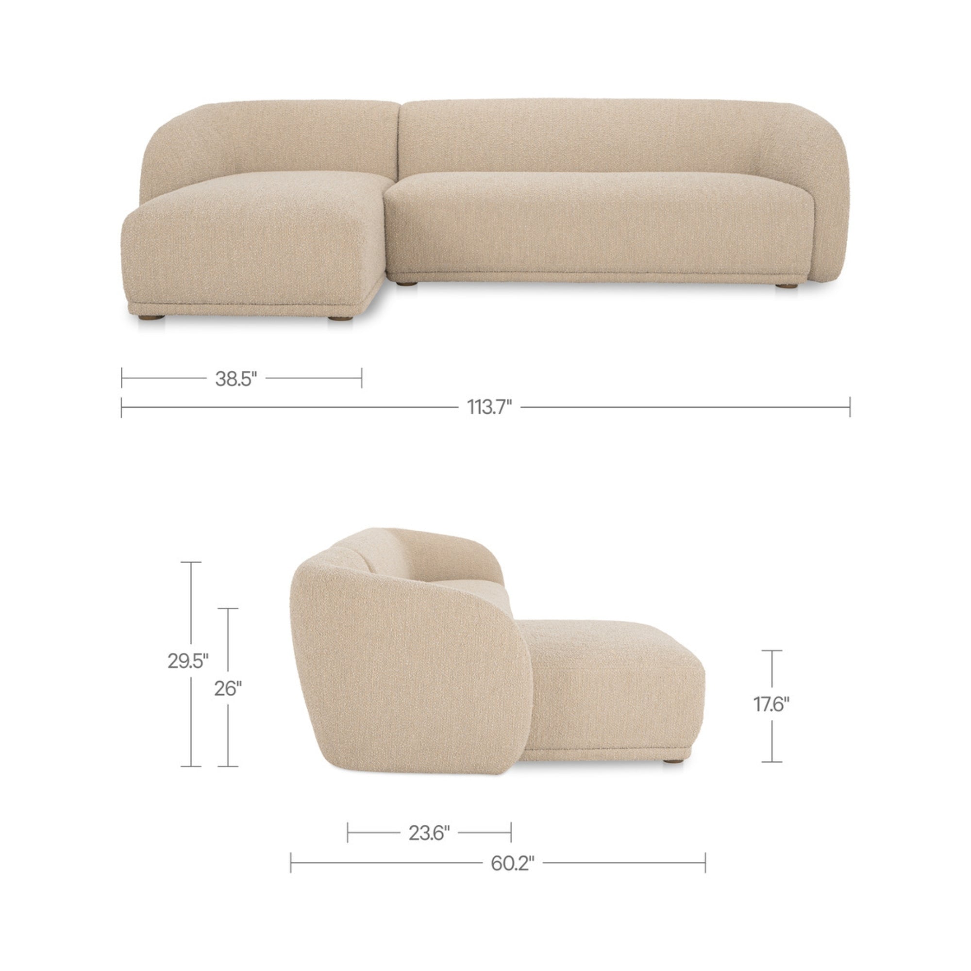 Faye Sectional Beige Bouclé