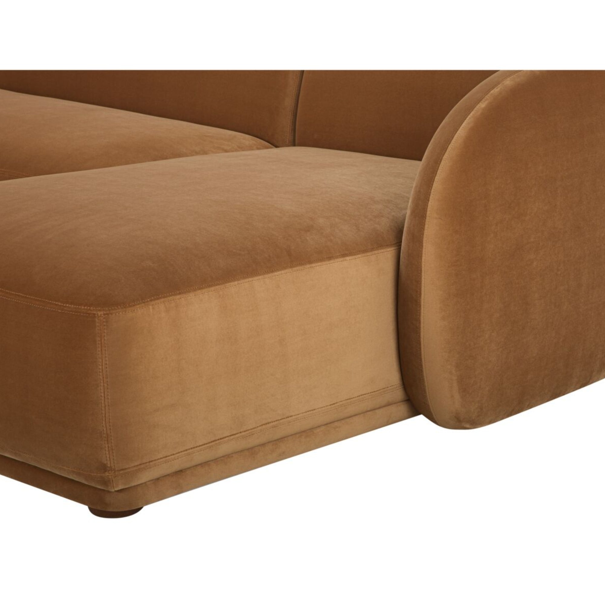 Faye Sectional Tan Faux Mohair