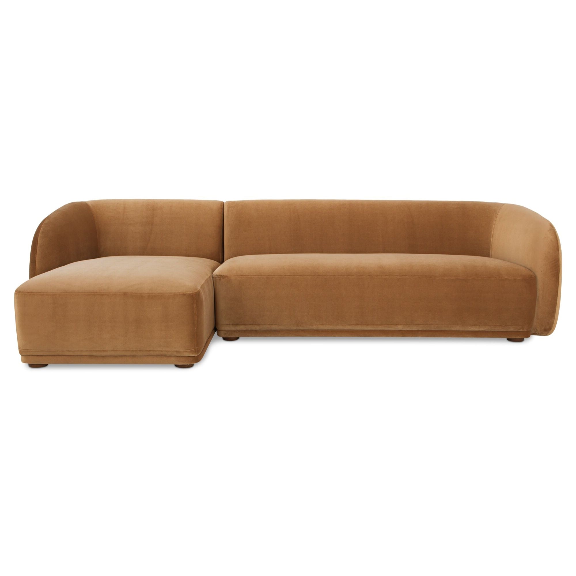 Faye Sectional Tan Faux Mohair