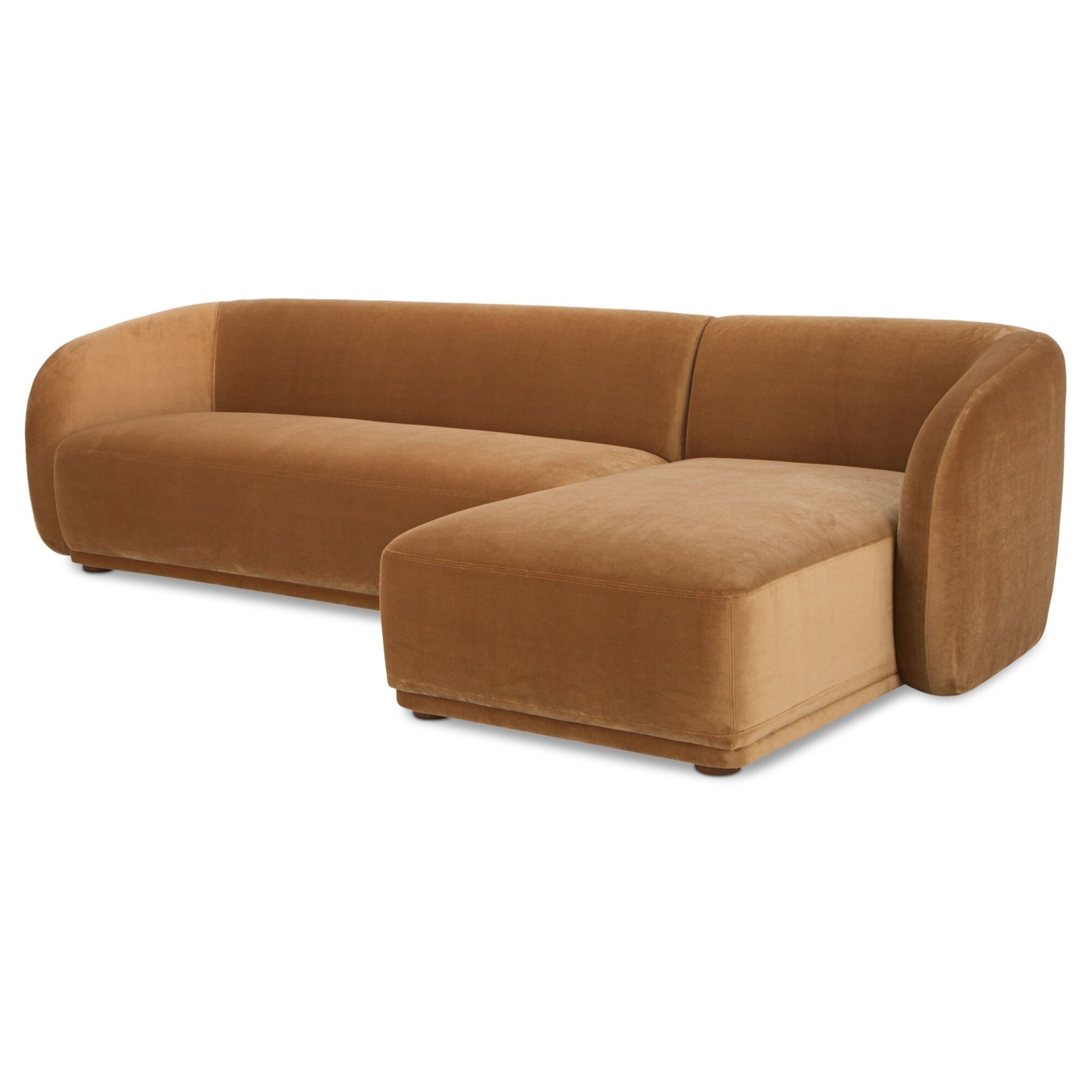 Faye Sectional Tan Faux Mohair