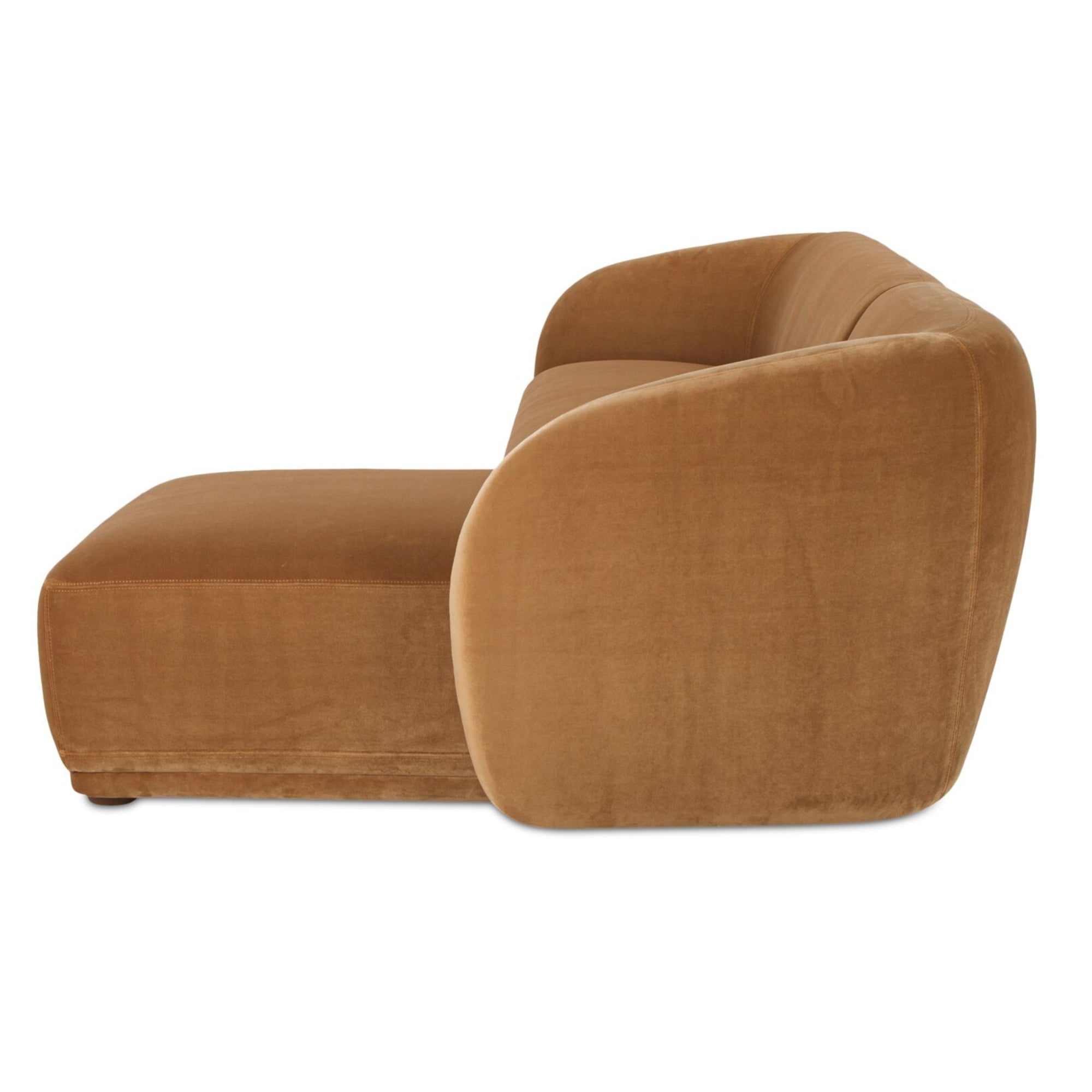Faye Sectional Tan Faux Mohair