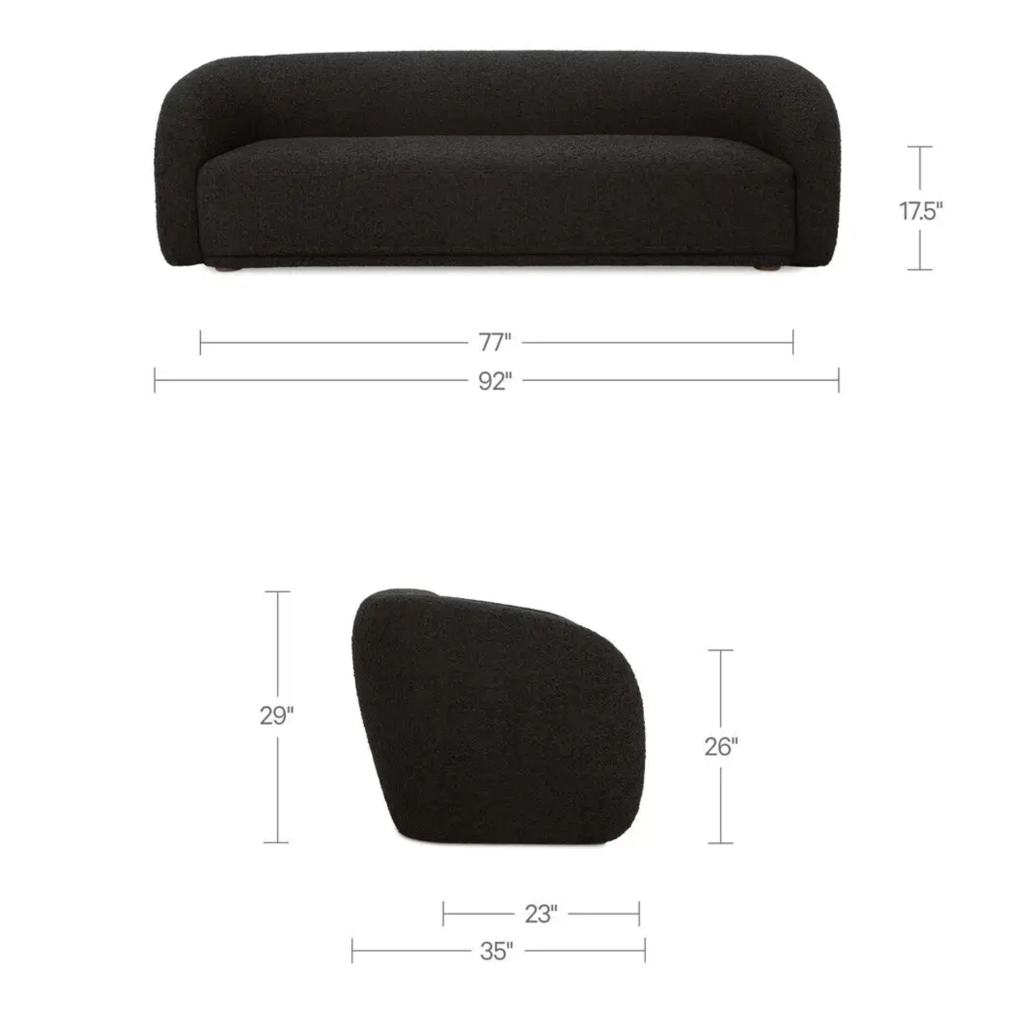 Moe's Home Faye Collection Sofa Black Boucle | CastleUp Experience Centre Online Furniture
