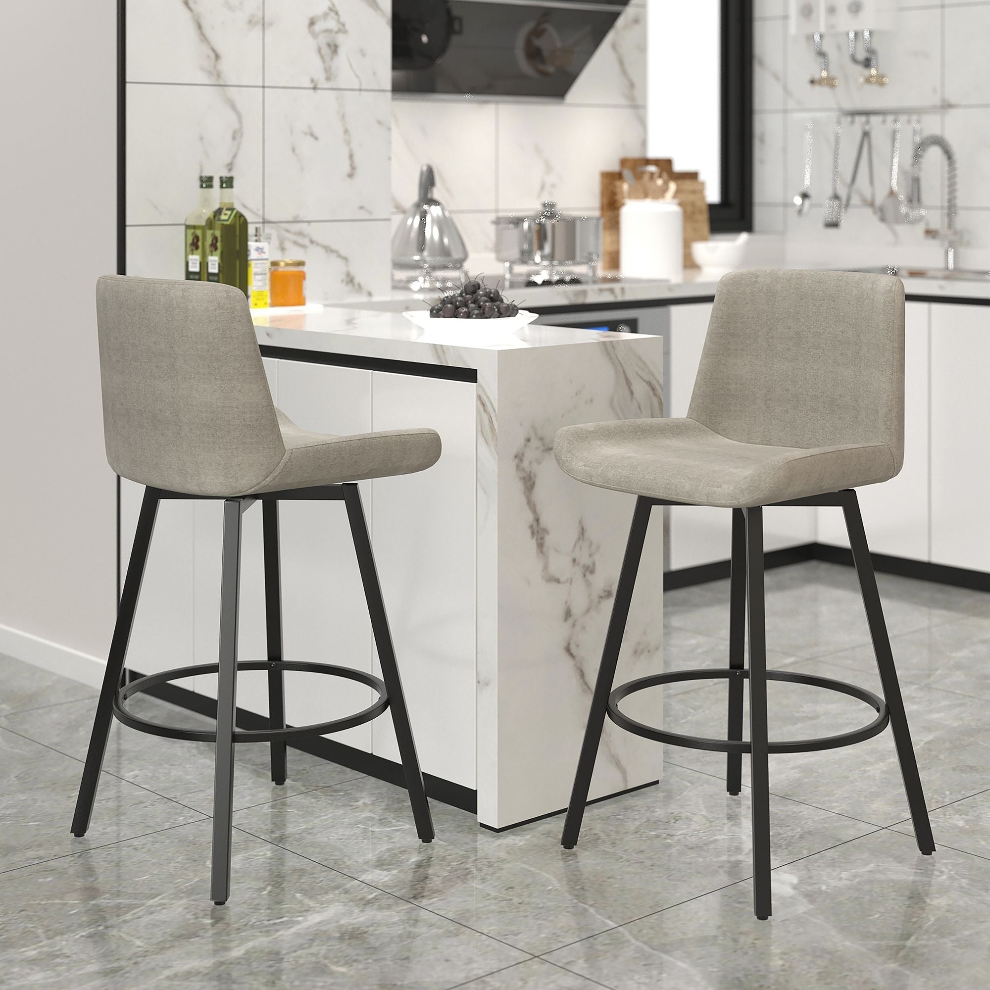 Tabouret de bar réglable Mabel – Vert (Lot de 2)