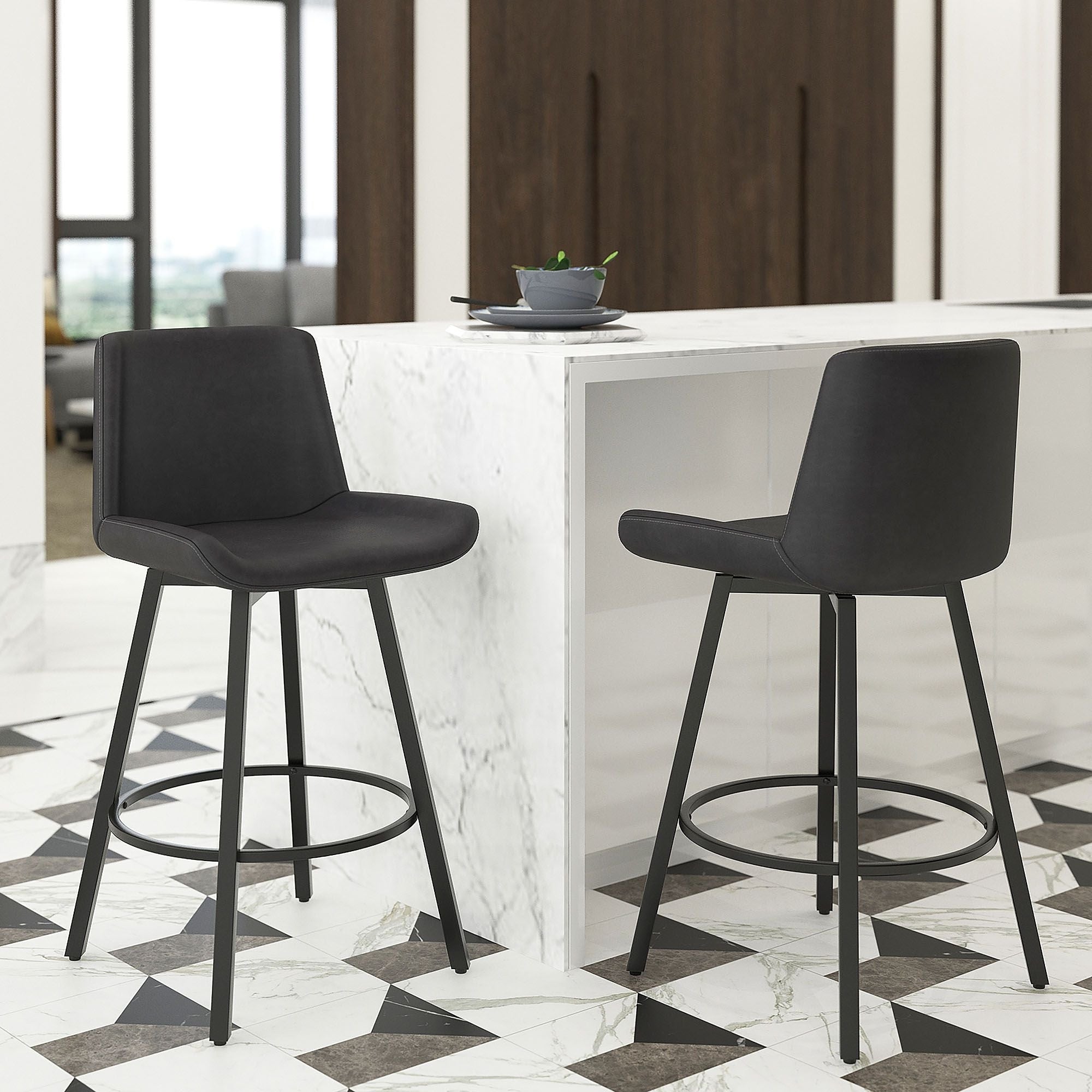 Tabouret de bar réglable Mabel – Vert (Lot de 2)