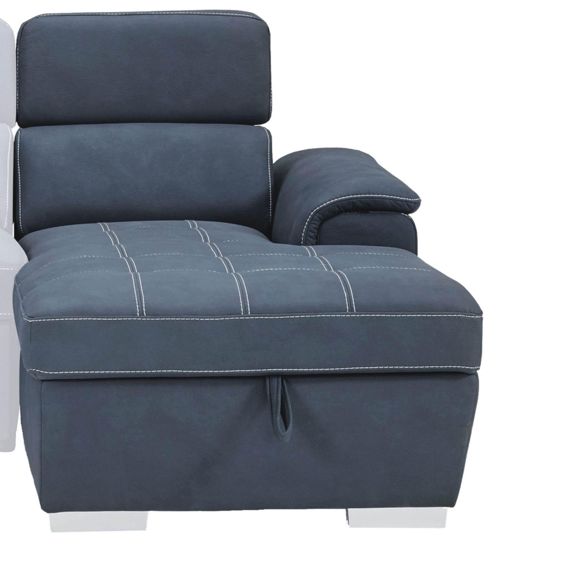 Blue Ferriday RHF 2-piece sectional sleeper sofa by MAZ, showing the modern design and comfortable seating arrangement.