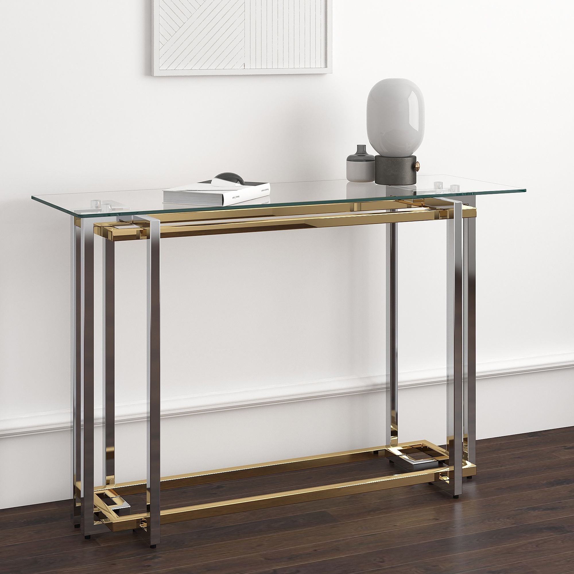 Florina Console Table, 47.25" – Silver & Gold