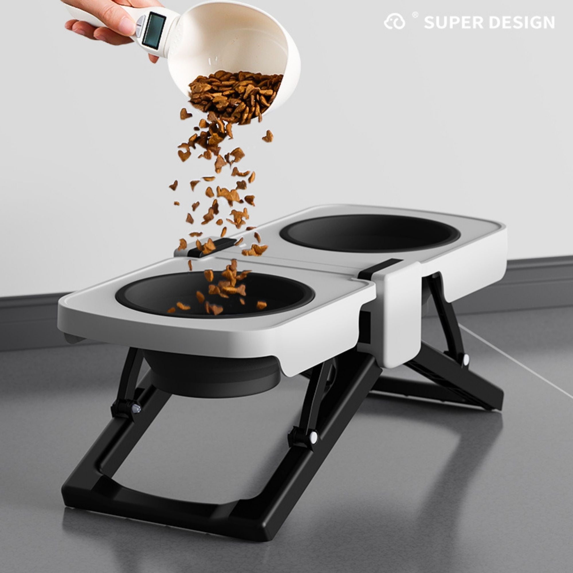 Superdesign Portable Elevated Double Dog Bowl Stand