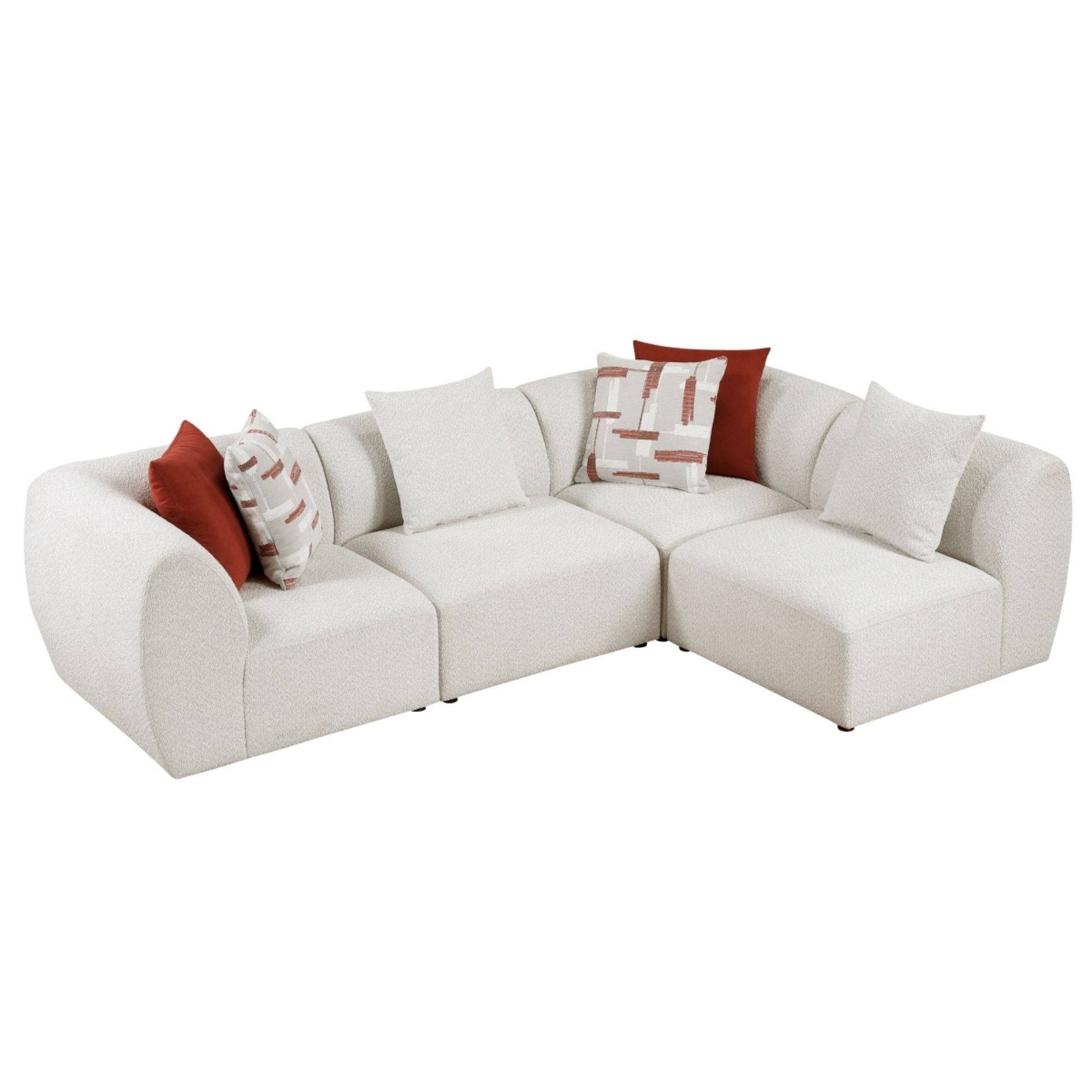 Franz 4-piece modular sectional sofa by MAZ, featuring plush cushions and modern design, shown in a spacious living room setting.