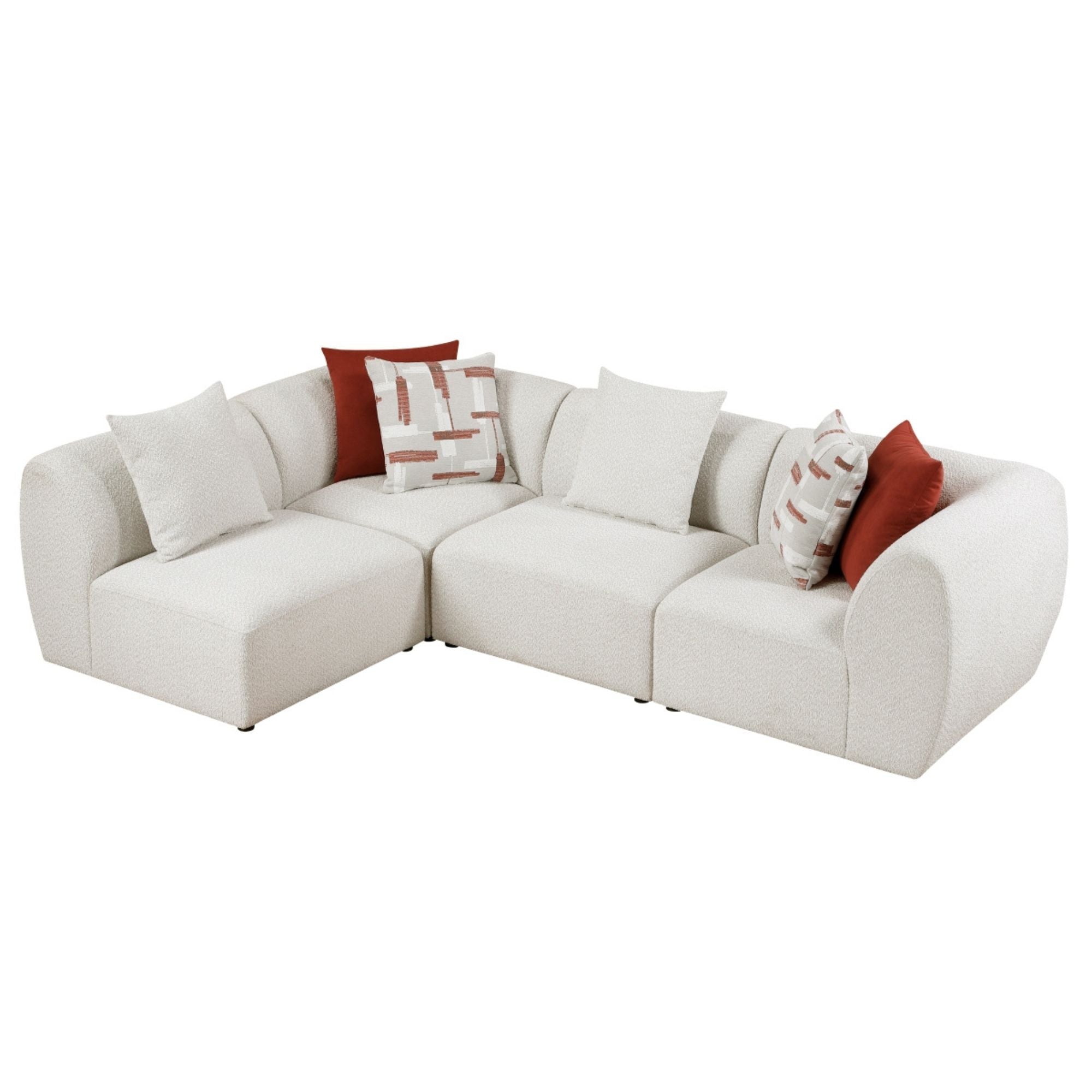 MAZ Franz 4-piece modular sectional sofa set with plush cushions and modern design, shown in a living room setting.
