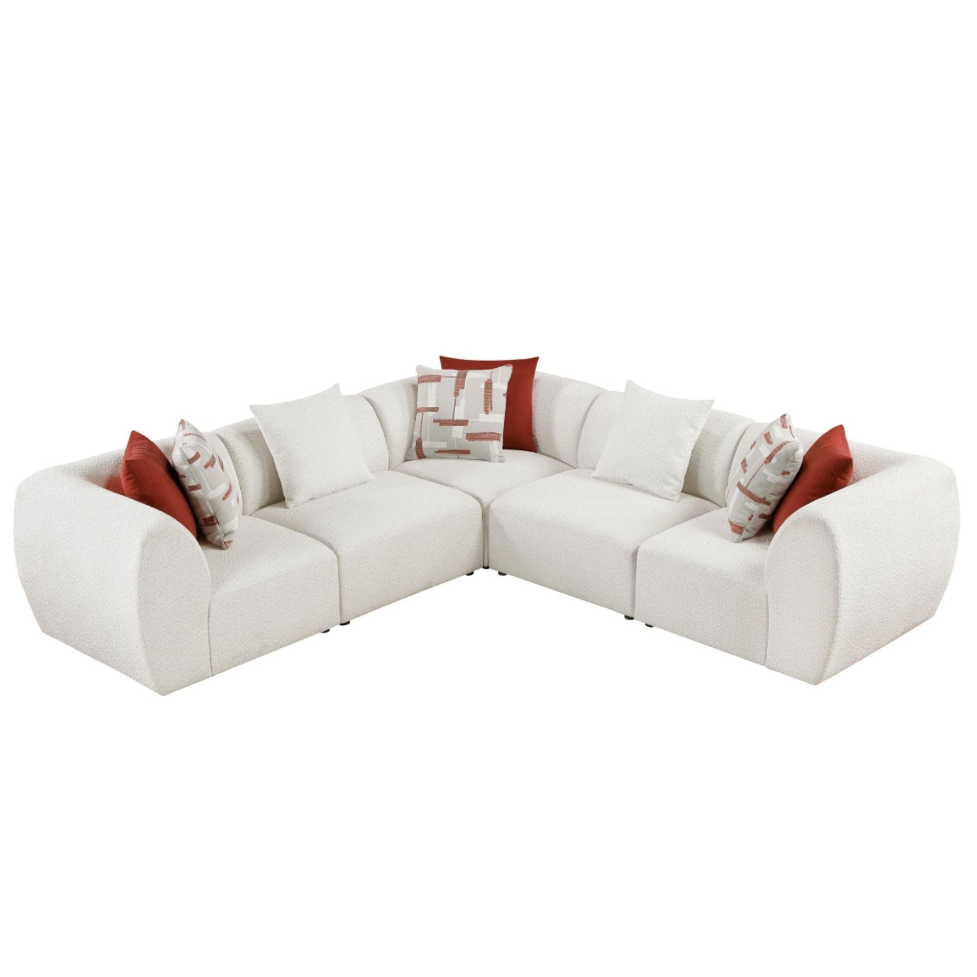 MAZ Franz 5-piece modular sectional sofa with plush cushions and modern design, perfect for contemporary living rooms.