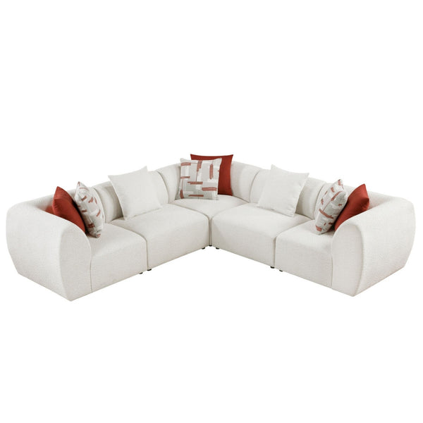 MAZ Franz 5-piece modular sectional sofa with plush cushions and modern design, perfect for contemporary living rooms.