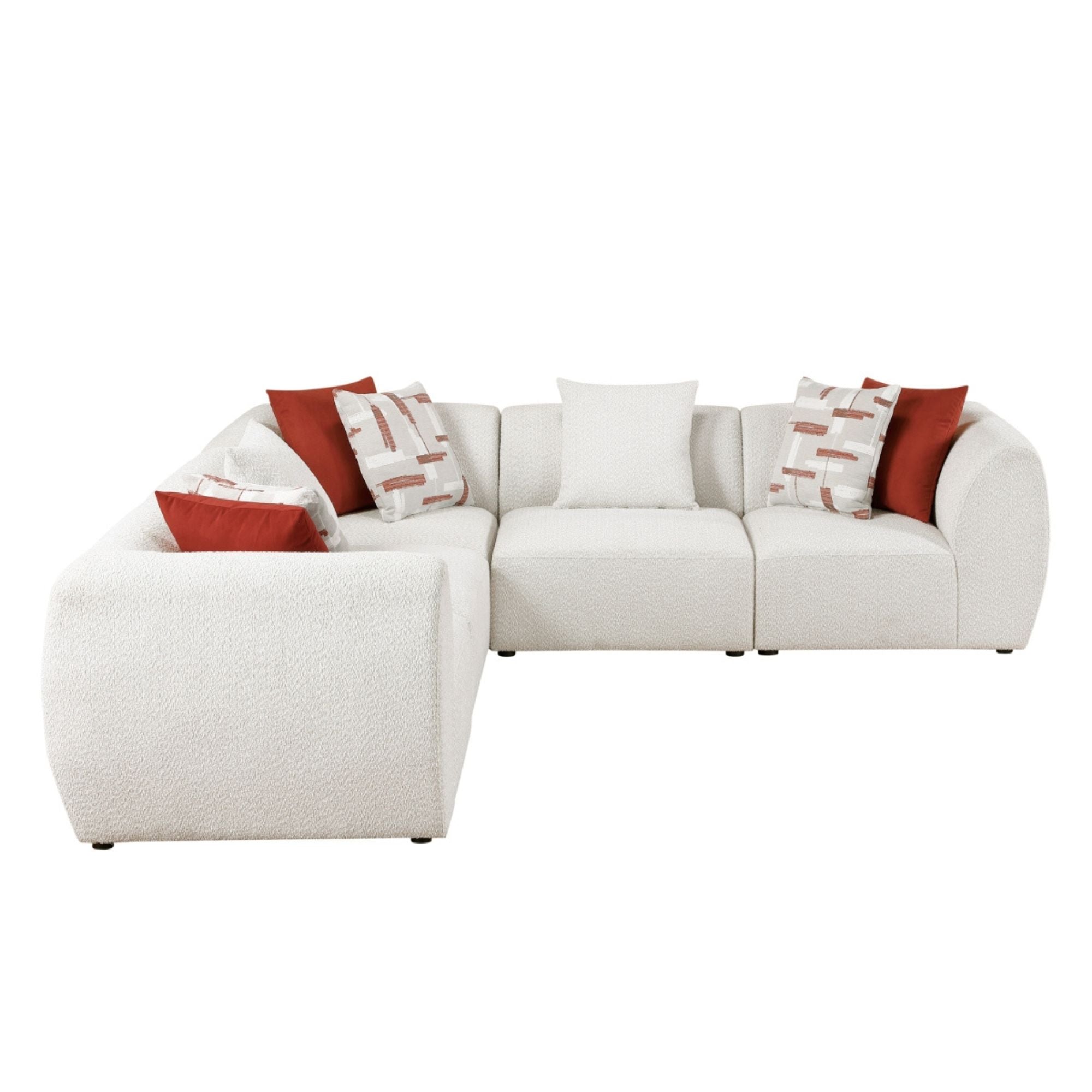 MAZ Franz 5-piece modular sectional sofa shown in a modern living room with neutral-colored cushions and sleek design.