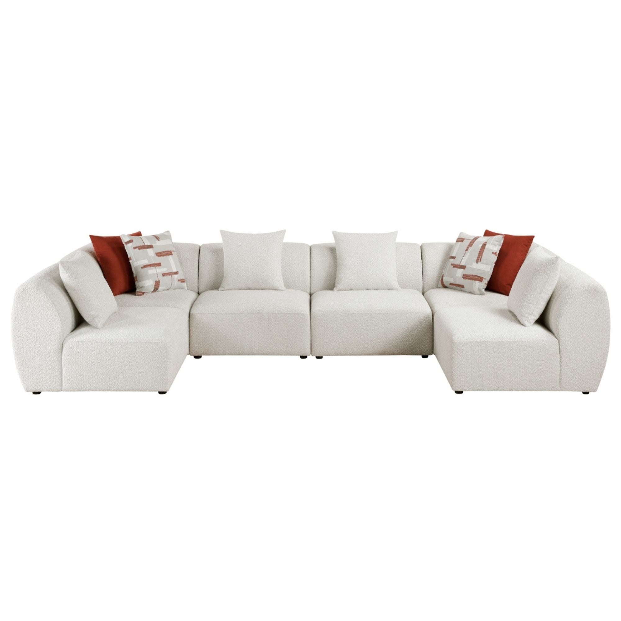 Franz 6-piece modular sectional sofa by MAZ, showing a modern L-shaped fabric sofa with plush cushions and sleek design.