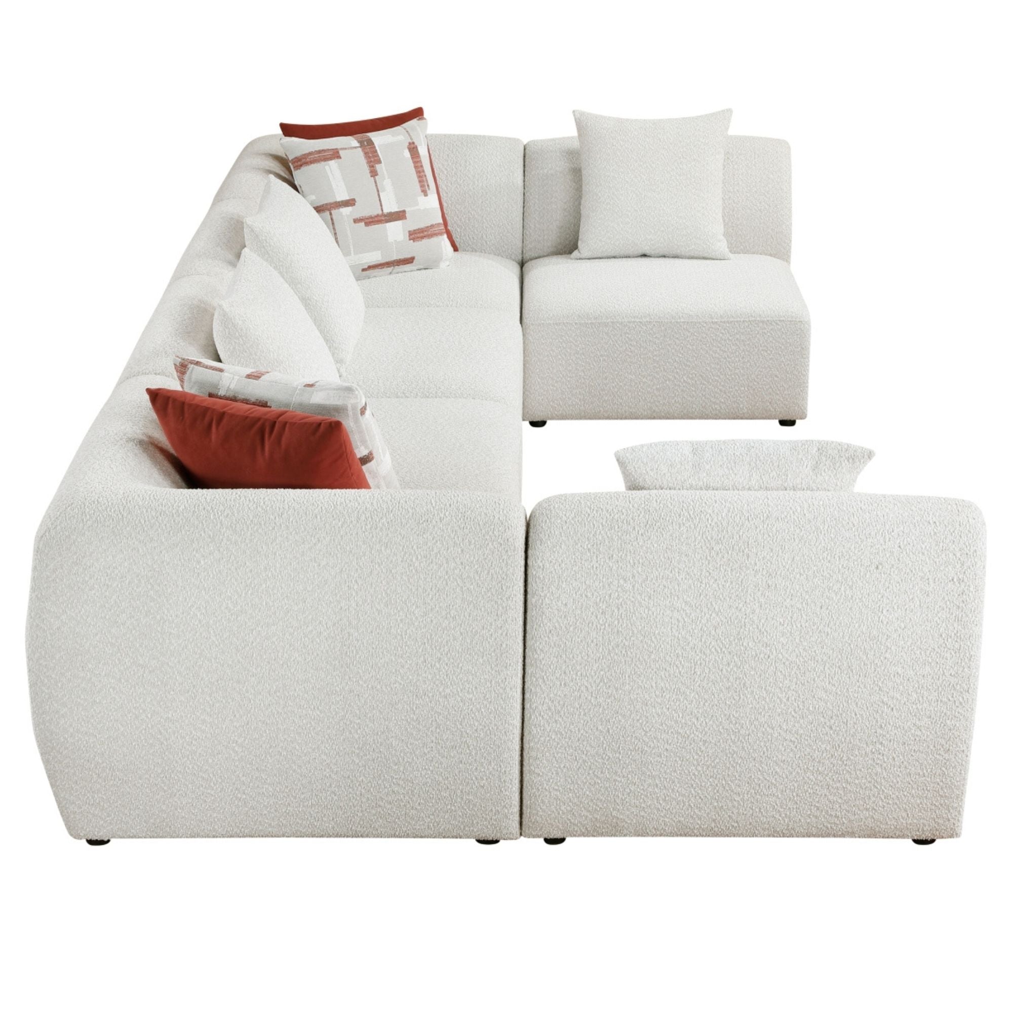 MAZ Franz 6-piece modular sectional sofa with plush cushions and modern design, arranged in a stylish living room setting.