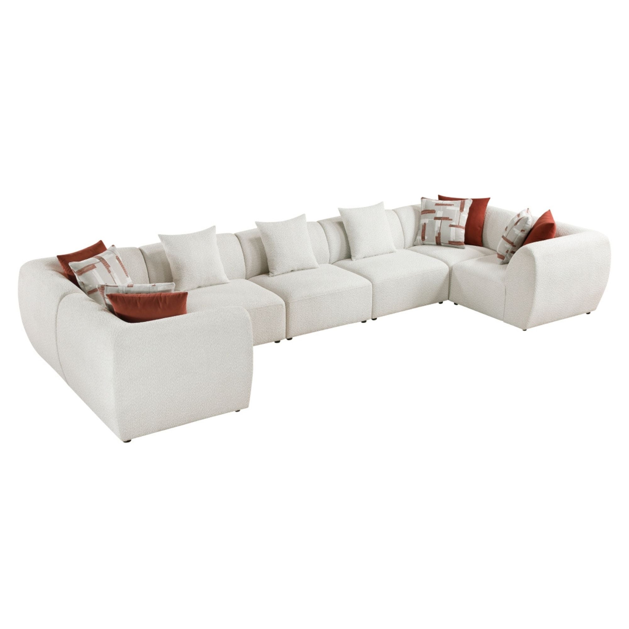 MAZ Franz 7-piece U-shaped sectional sofa with plush cushions and modern design, perfect for a spacious living room setting.