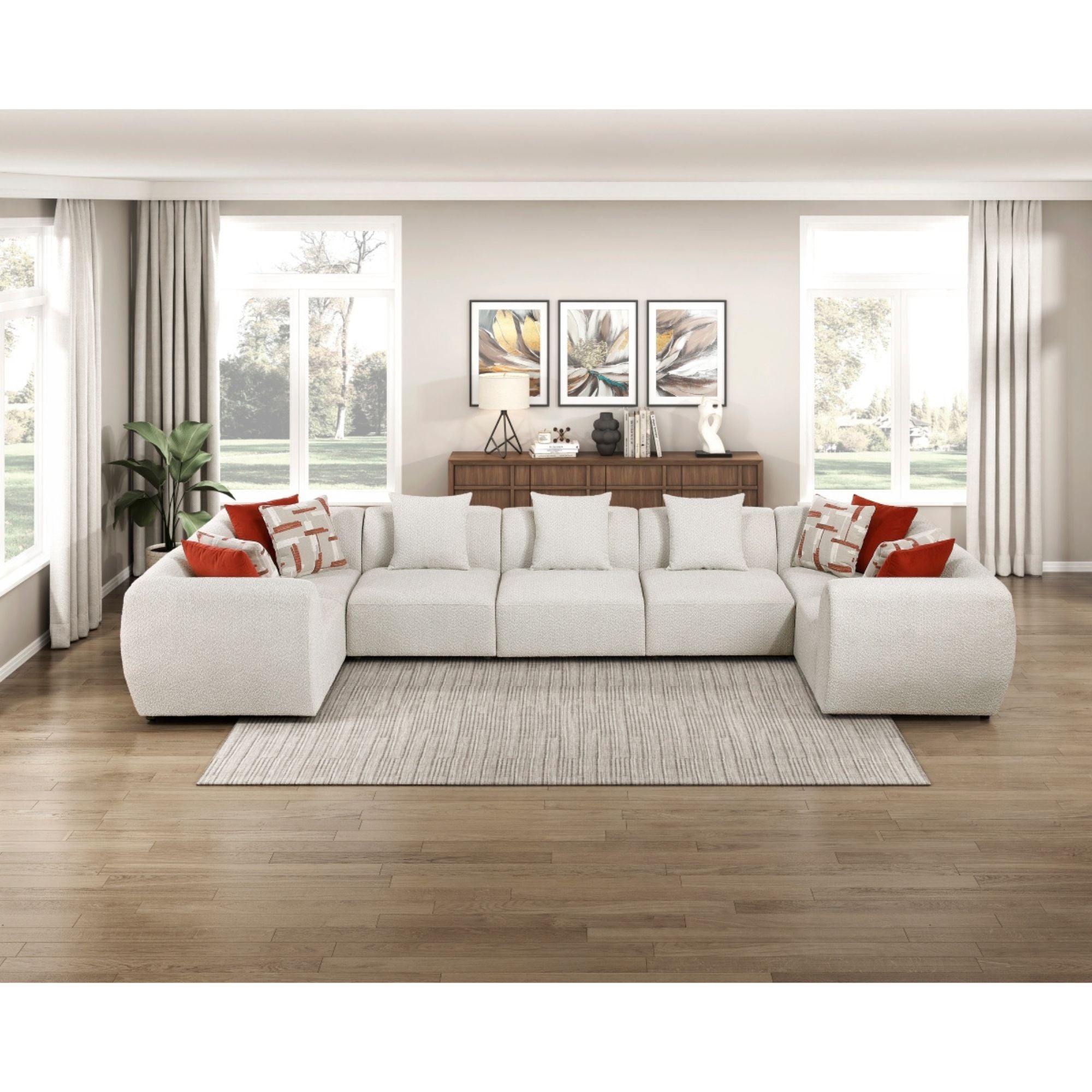 MAZ Franz 7-piece U-shaped sectional sofa with plush cushions and modern design, perfect for spacious living rooms.