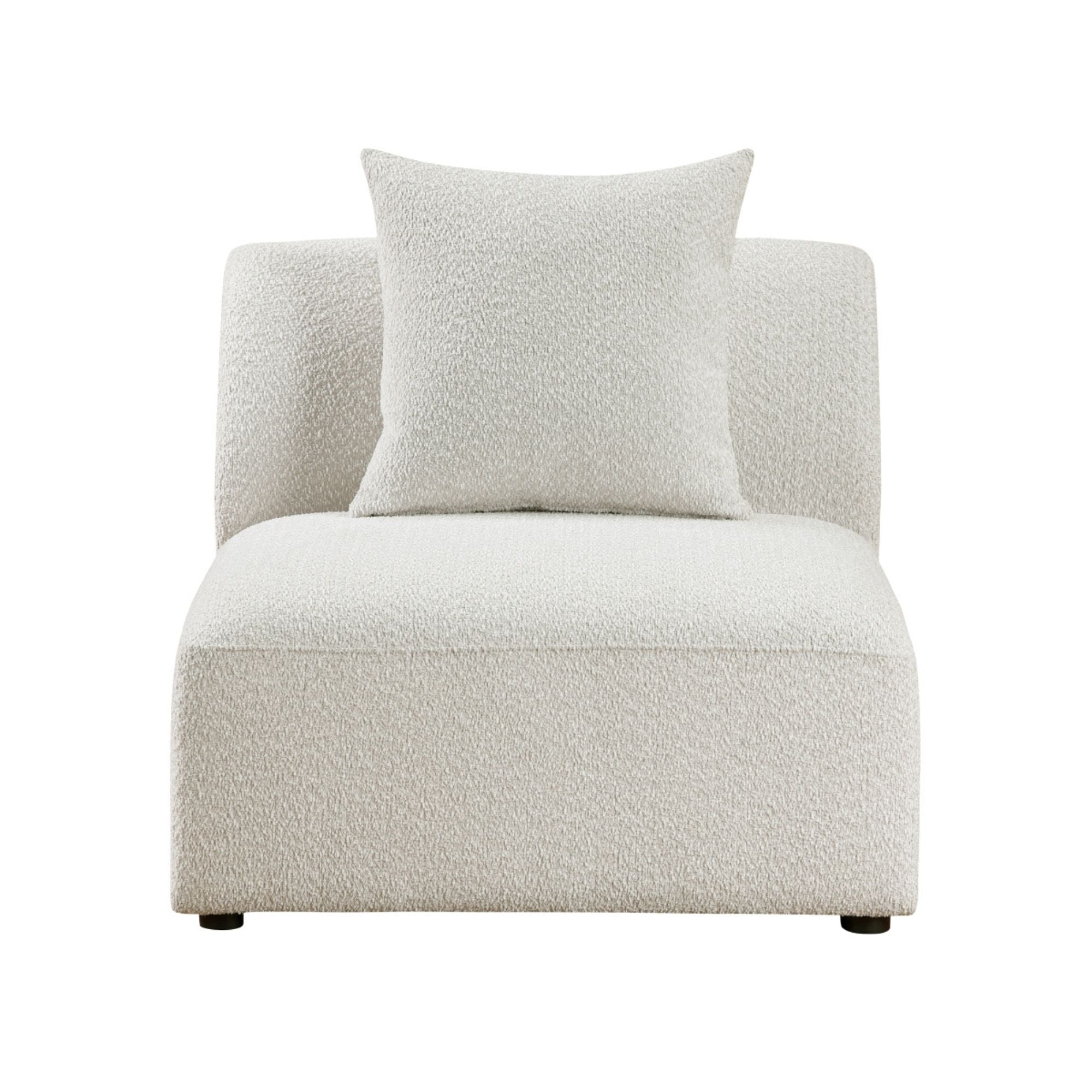 MAZ Franz 4-piece modular sectional sofa with armless chair, featuring plush cushions and modern design in a neutral fabric.
