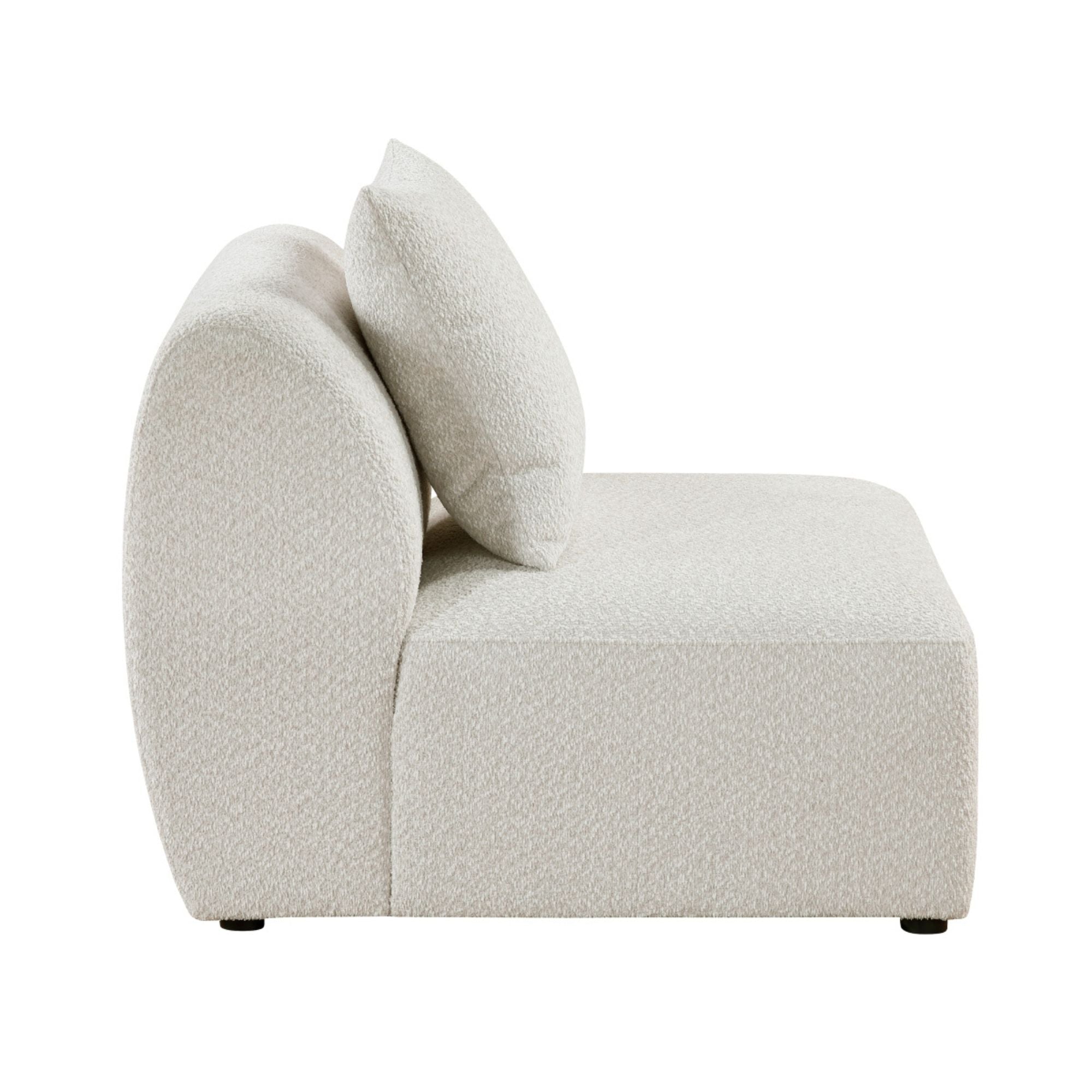 MAZ Franz 4-piece modular sectional sofa with armless chair, featuring plush cushions and modern design in a neutral fabric.