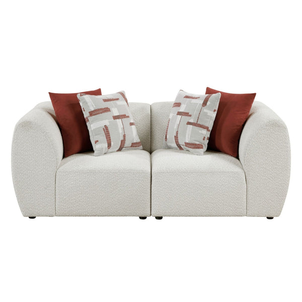 MAZ Designer Collection Franz Loveseat modular sofa with plush cushions and modern design, shown in a stylish living room setting.