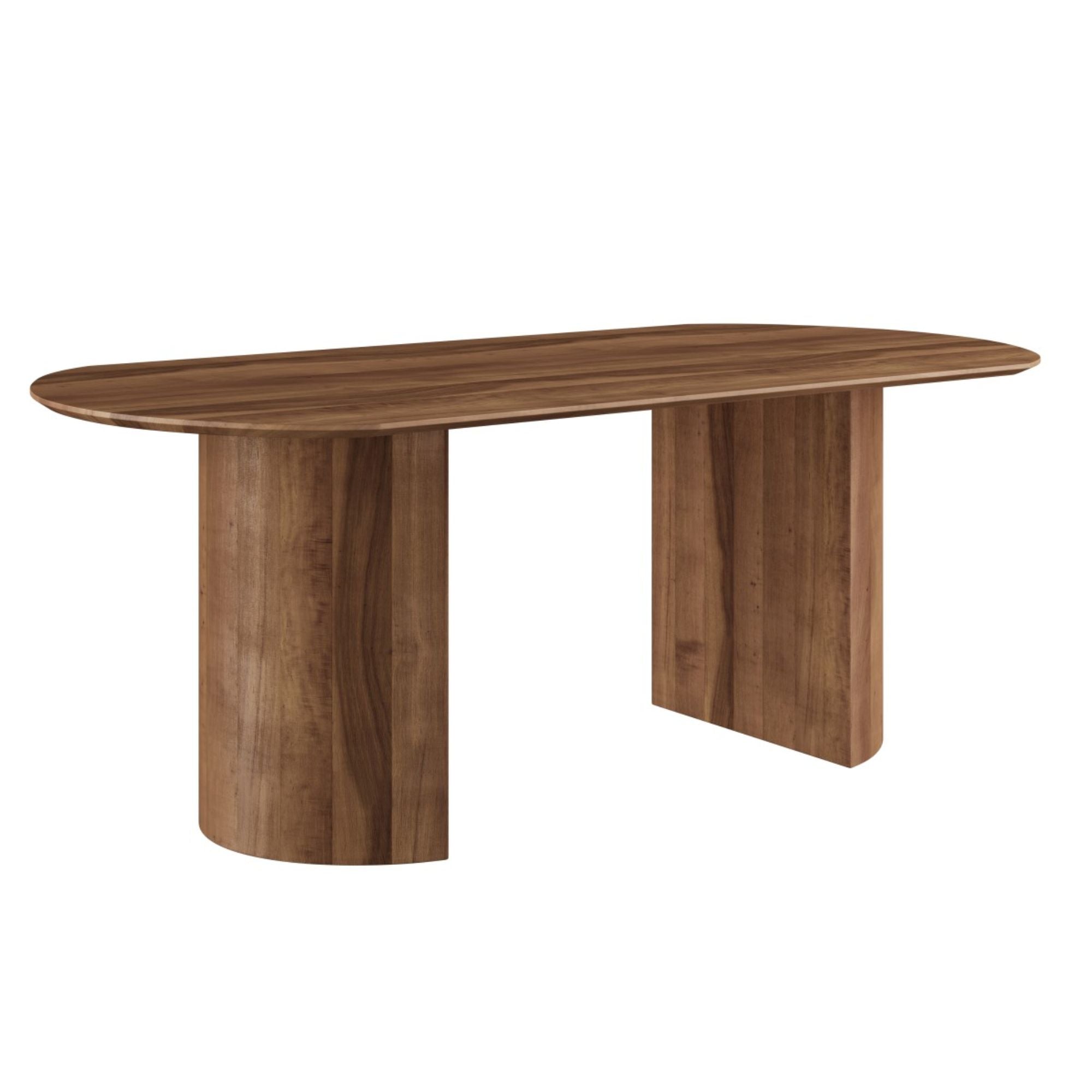 Light brown Fresno wood dining table by Brassex with a sturdy rectangular top and sleek modern design.