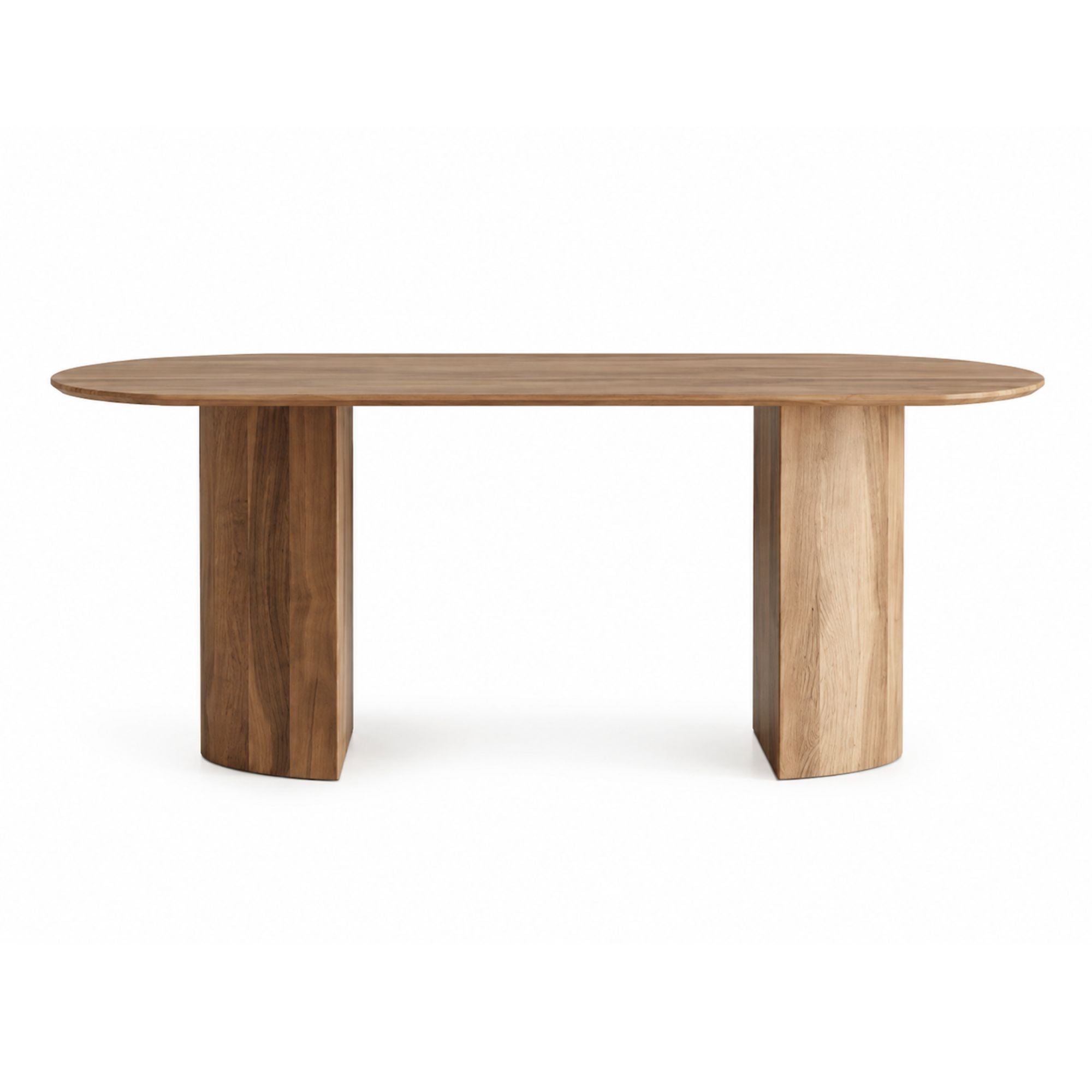 Light brown Fresno wood dining table by Brassex with a smooth rectangular surface and sturdy wooden legs.