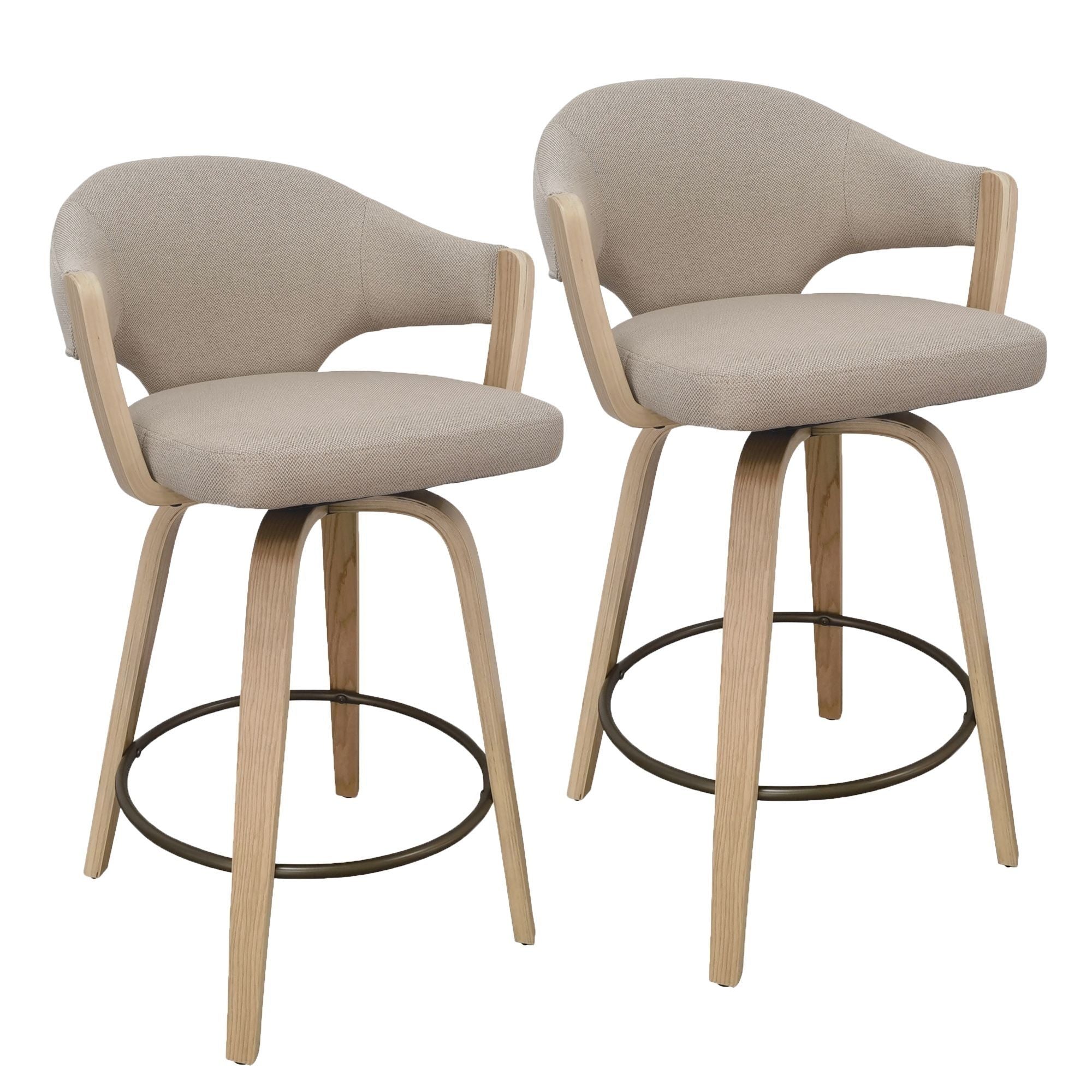 Freya 26" Counter Stool with Swivel Toffee & Natural (Set of 2) (Pre-Order)