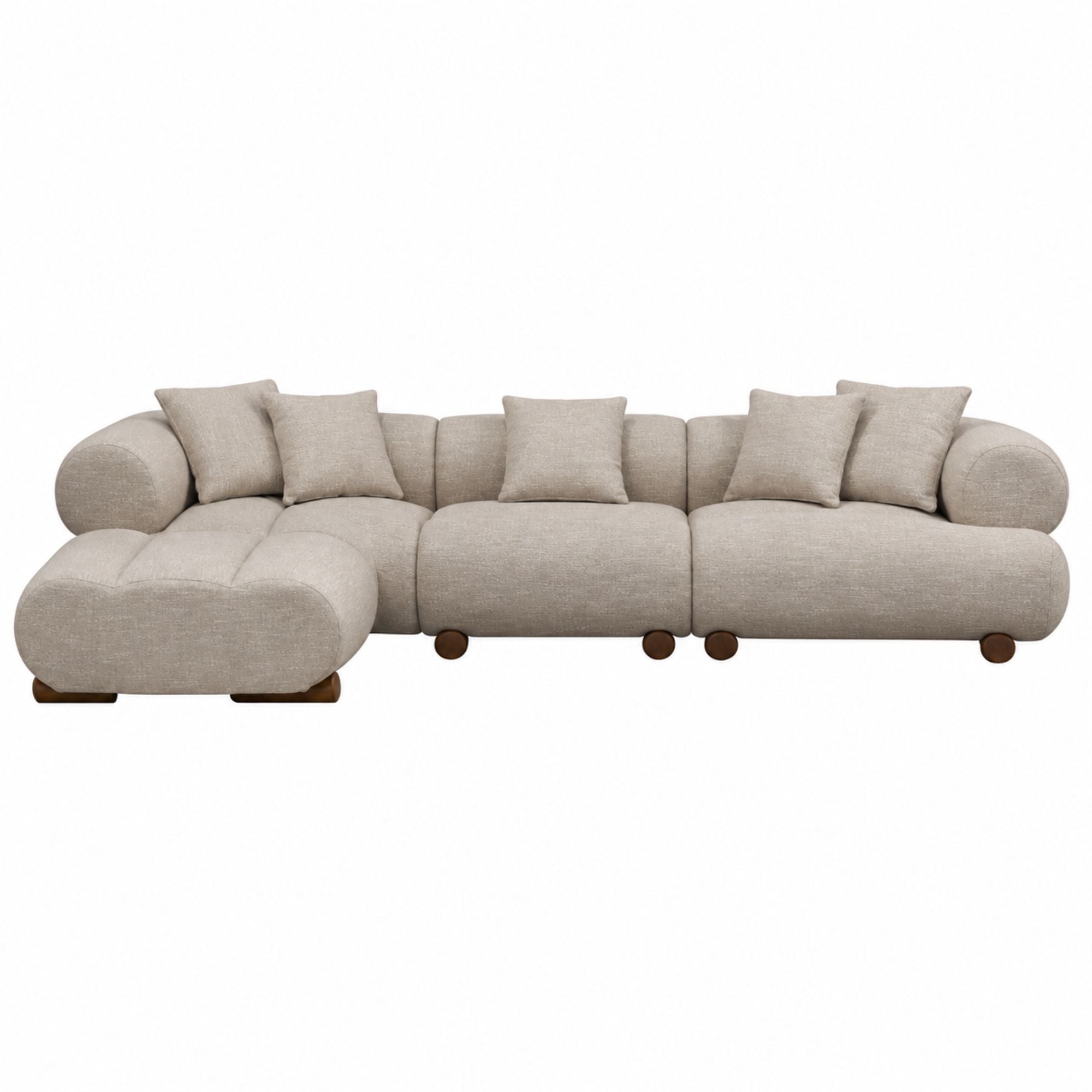 Cove Chenille Sectional with Chaise in Taupe