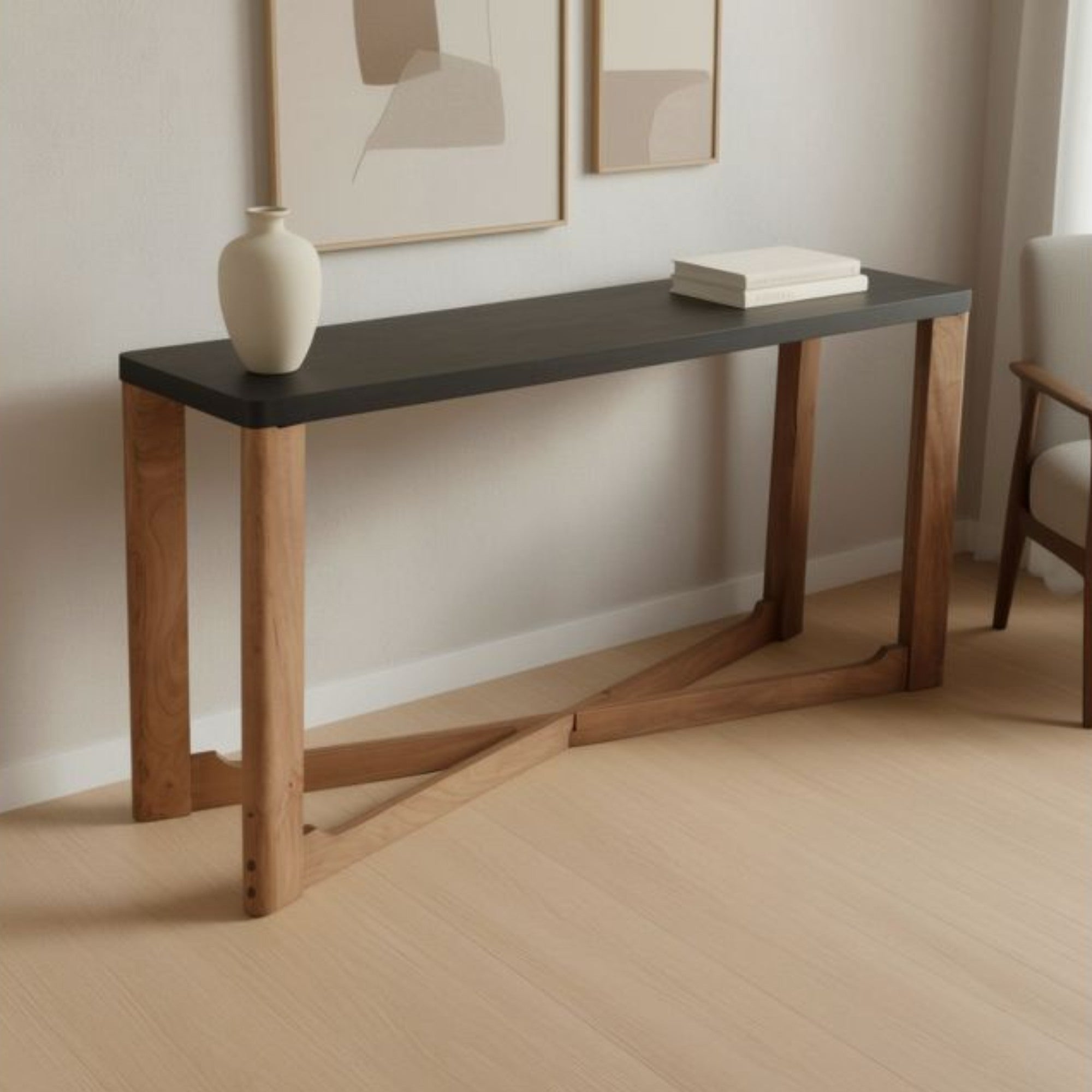 Merano Console Table, 58" in Mocha and Walnut
