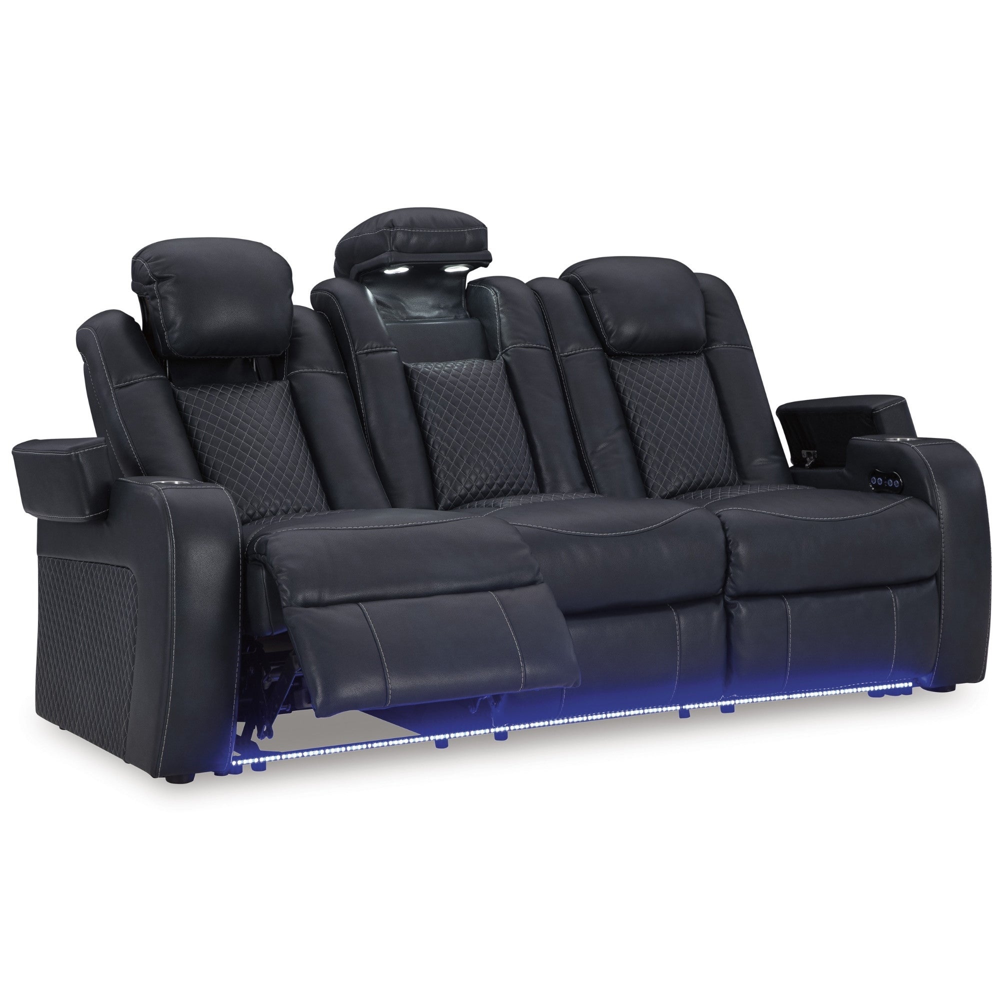 Fyne-Dyme Power Reclining Sofa with Adjustable Headrest Sapphire