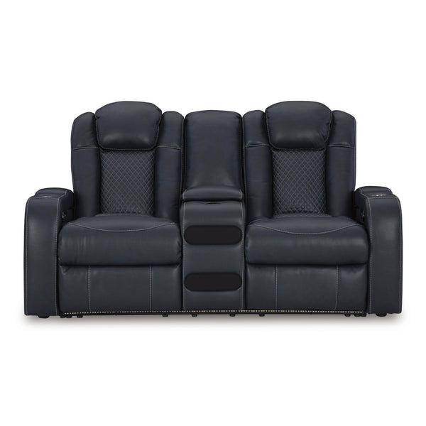 Fyne-Dyme Power Reclining Loveseat with Adjustable Headrest Sapphire