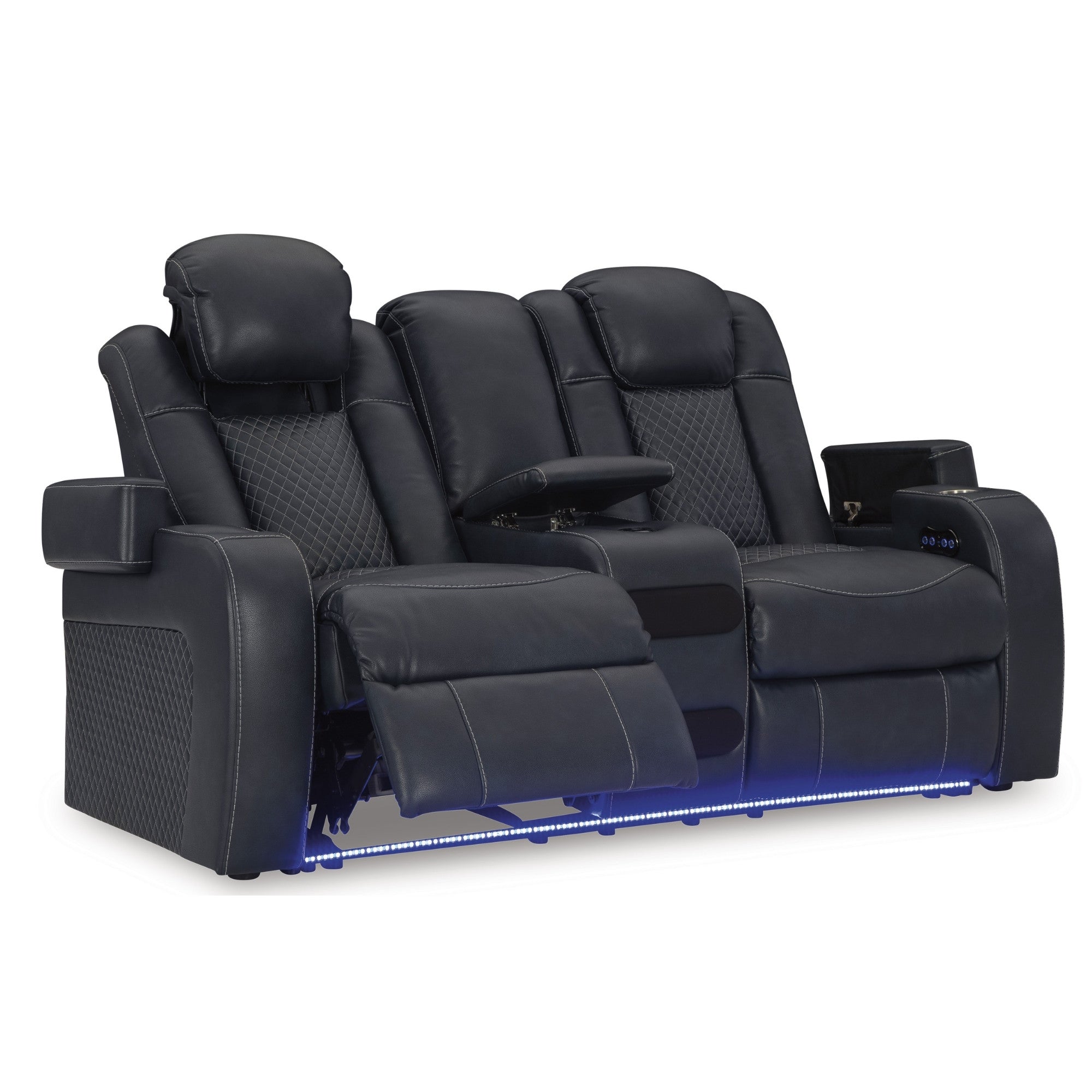 Fyne-Dyme Power Reclining Loveseat with Adjustable Headrest Sapphire