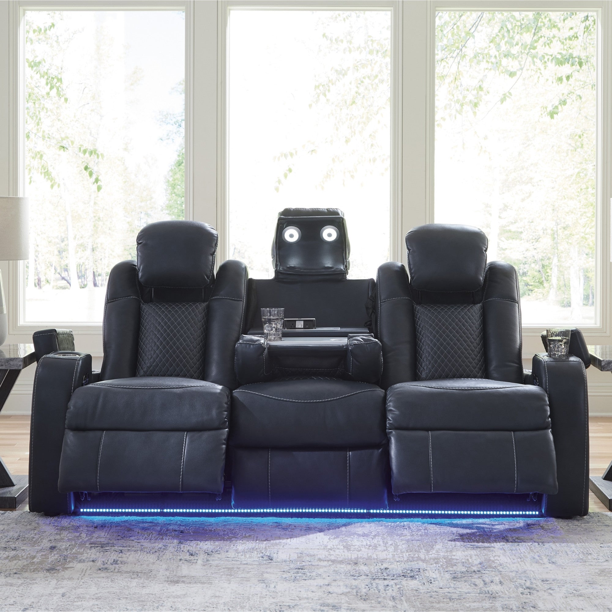 Fyne-Dyme Power Reclining Sofa with Adjustable Headrest Sapphire