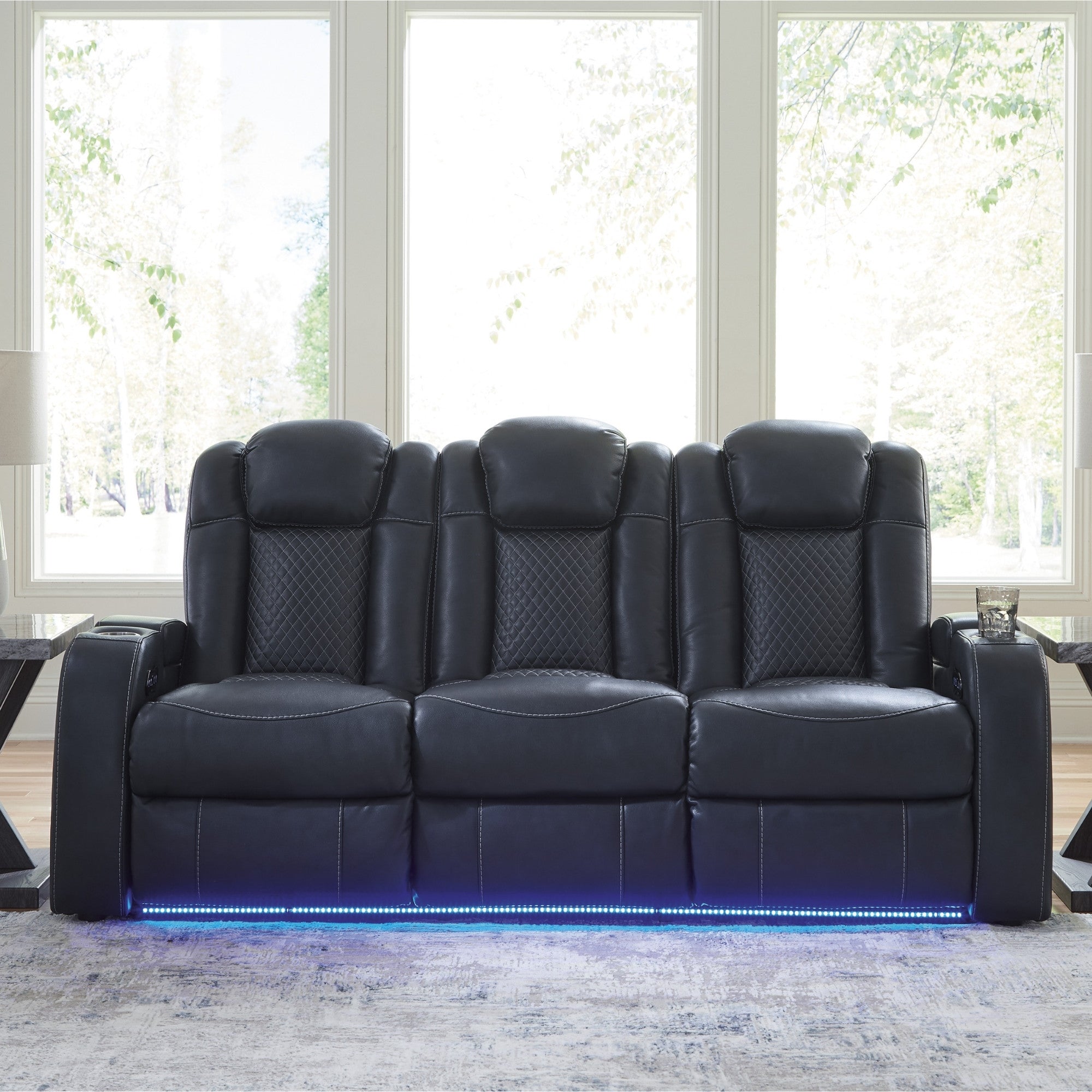 Fyne-Dyme Power Reclining Sofa with Adjustable Headrest Sapphire