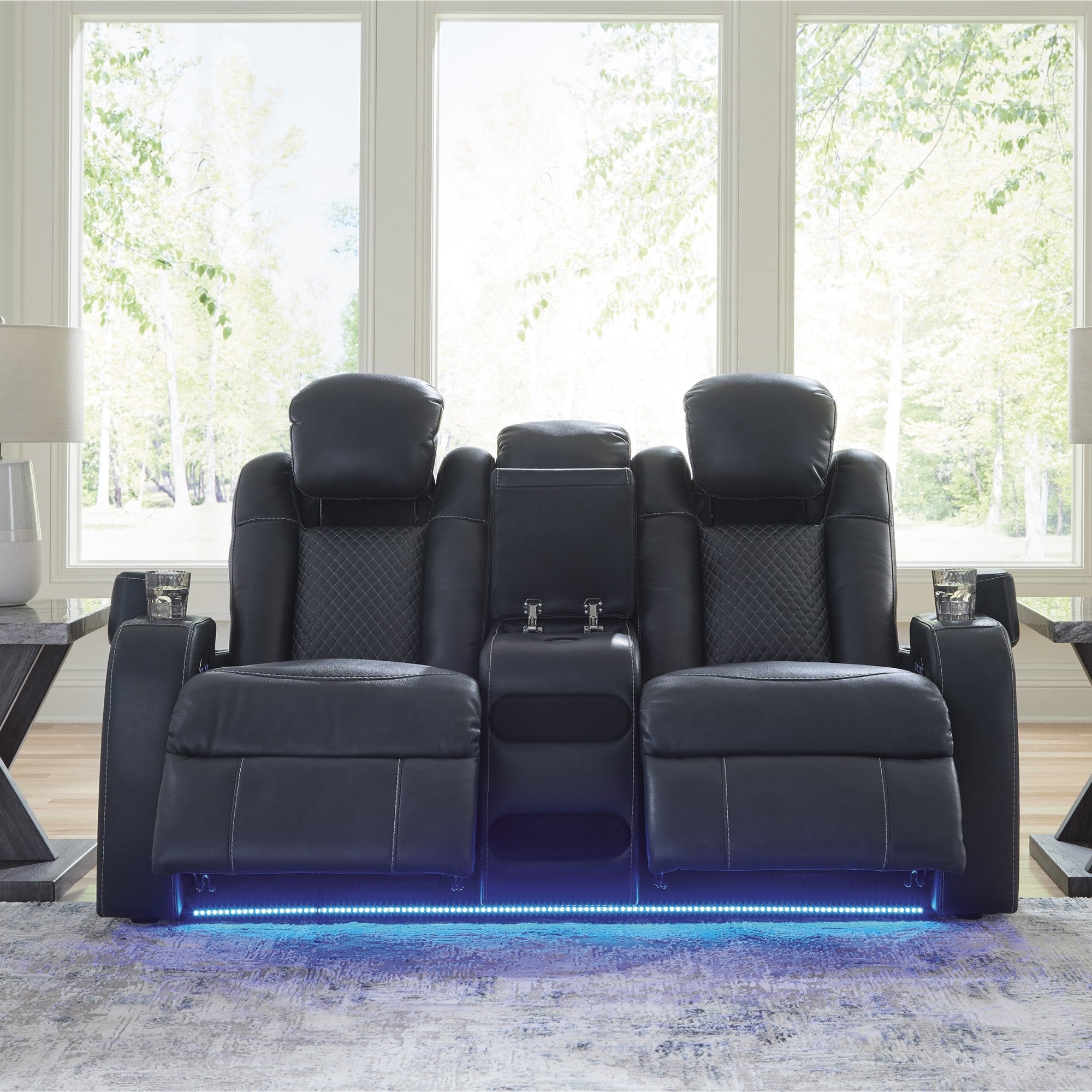 Fyne-Dyme Power Reclining Loveseat with Adjustable Headrest Sapphire
