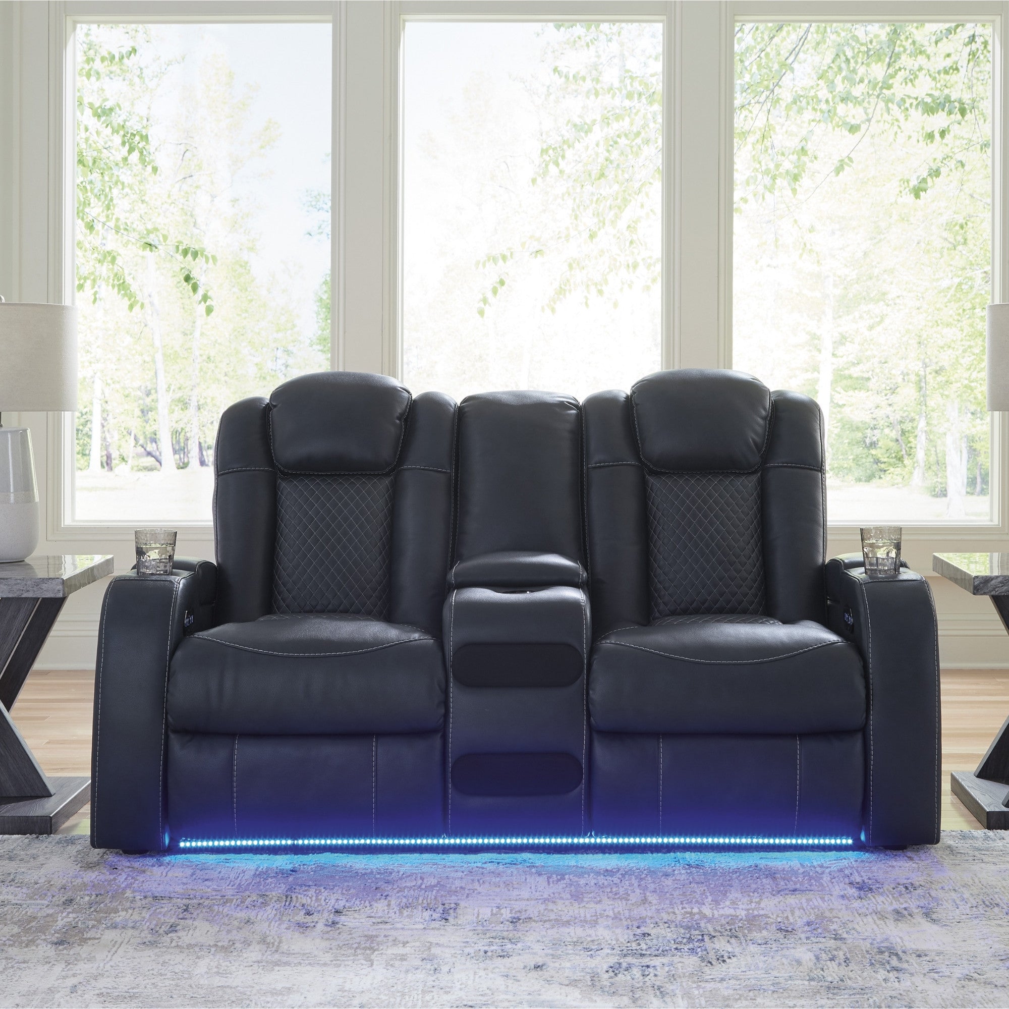 Fyne-Dyme Power Reclining Loveseat with Adjustable Headrest Sapphire