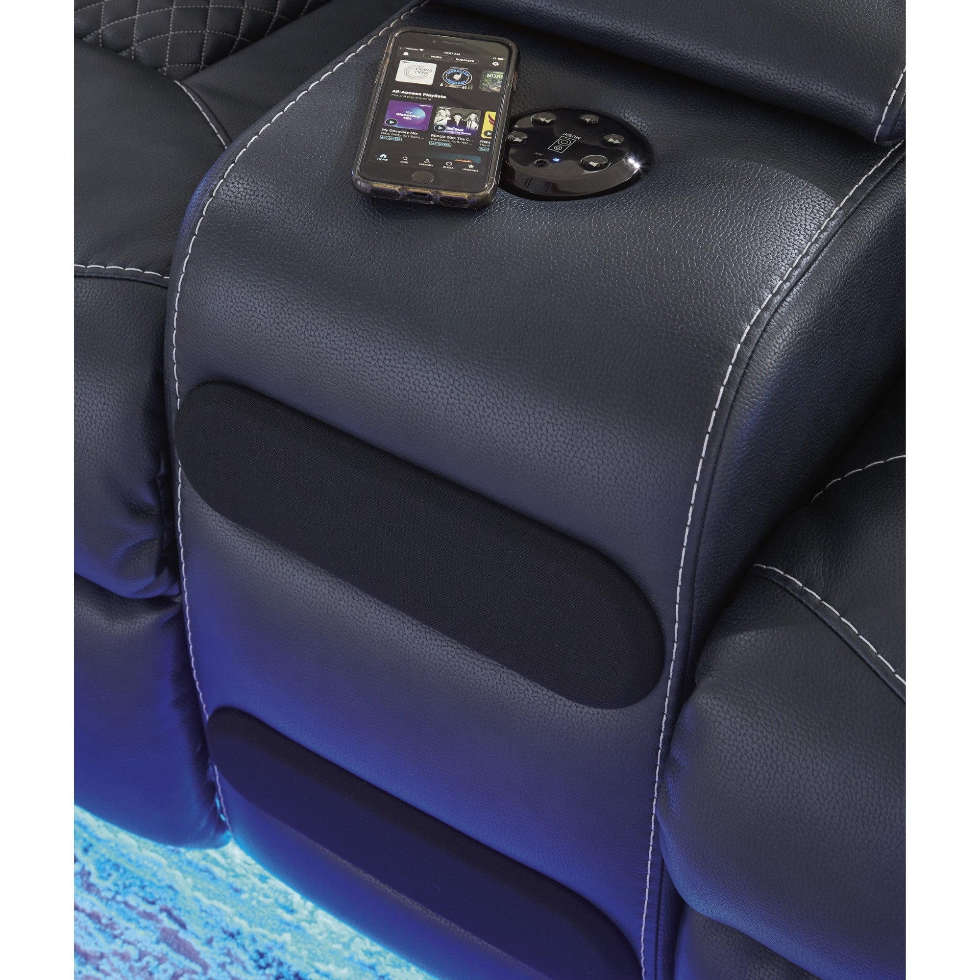 Fyne-Dyme Power Reclining Loveseat with Adjustable Headrest Sapphire