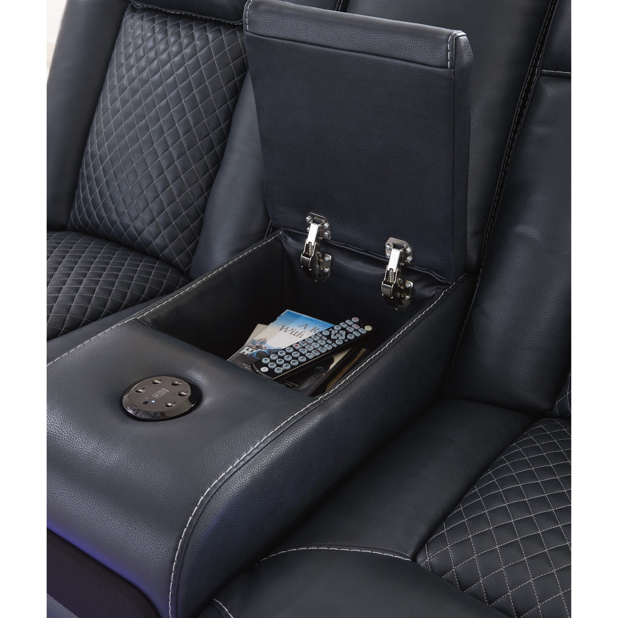 Fyne-Dyme Power Reclining Loveseat with Adjustable Headrest Sapphire