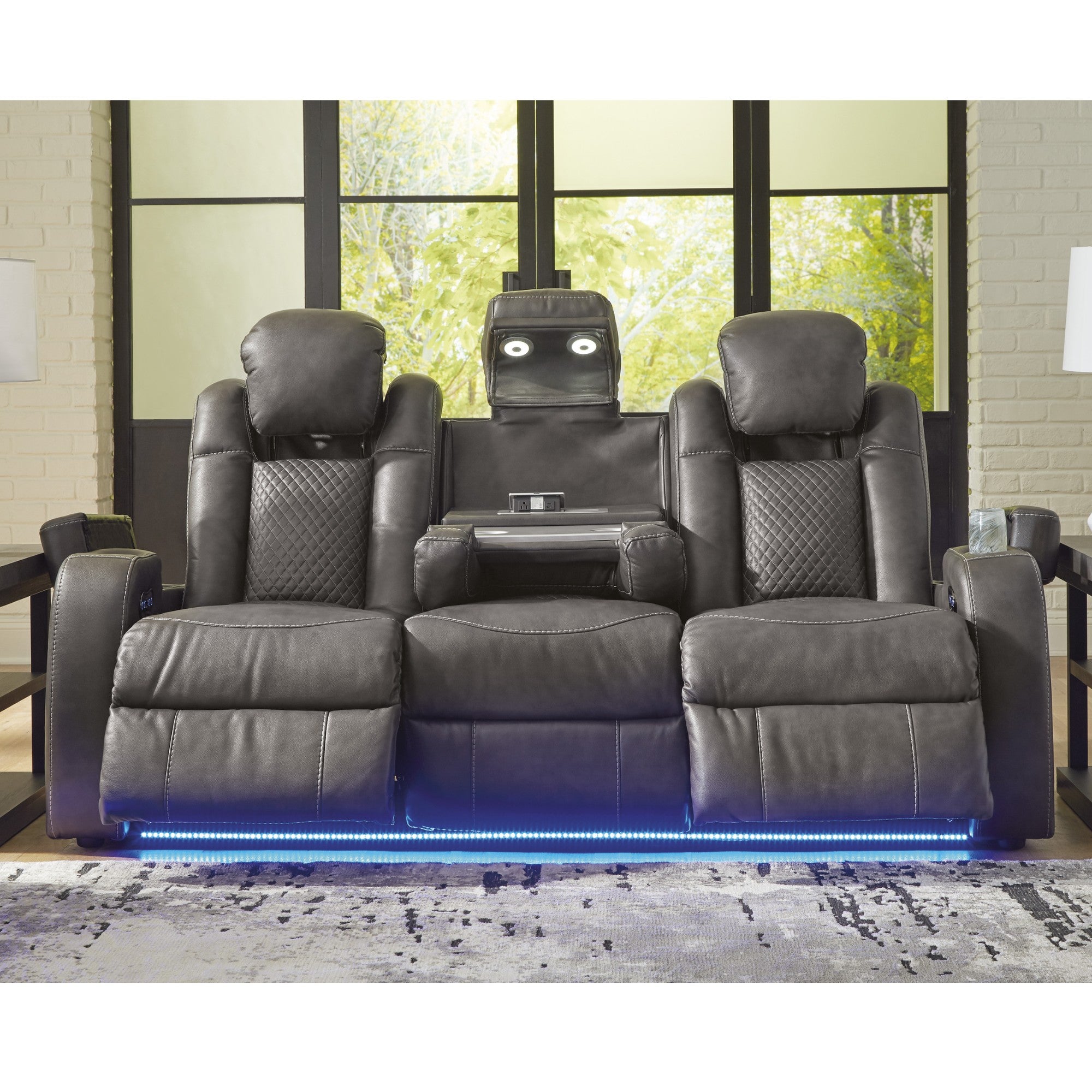 Fyne-Dyme Power Reclining Sofa with Adjustable Headrest Shadow