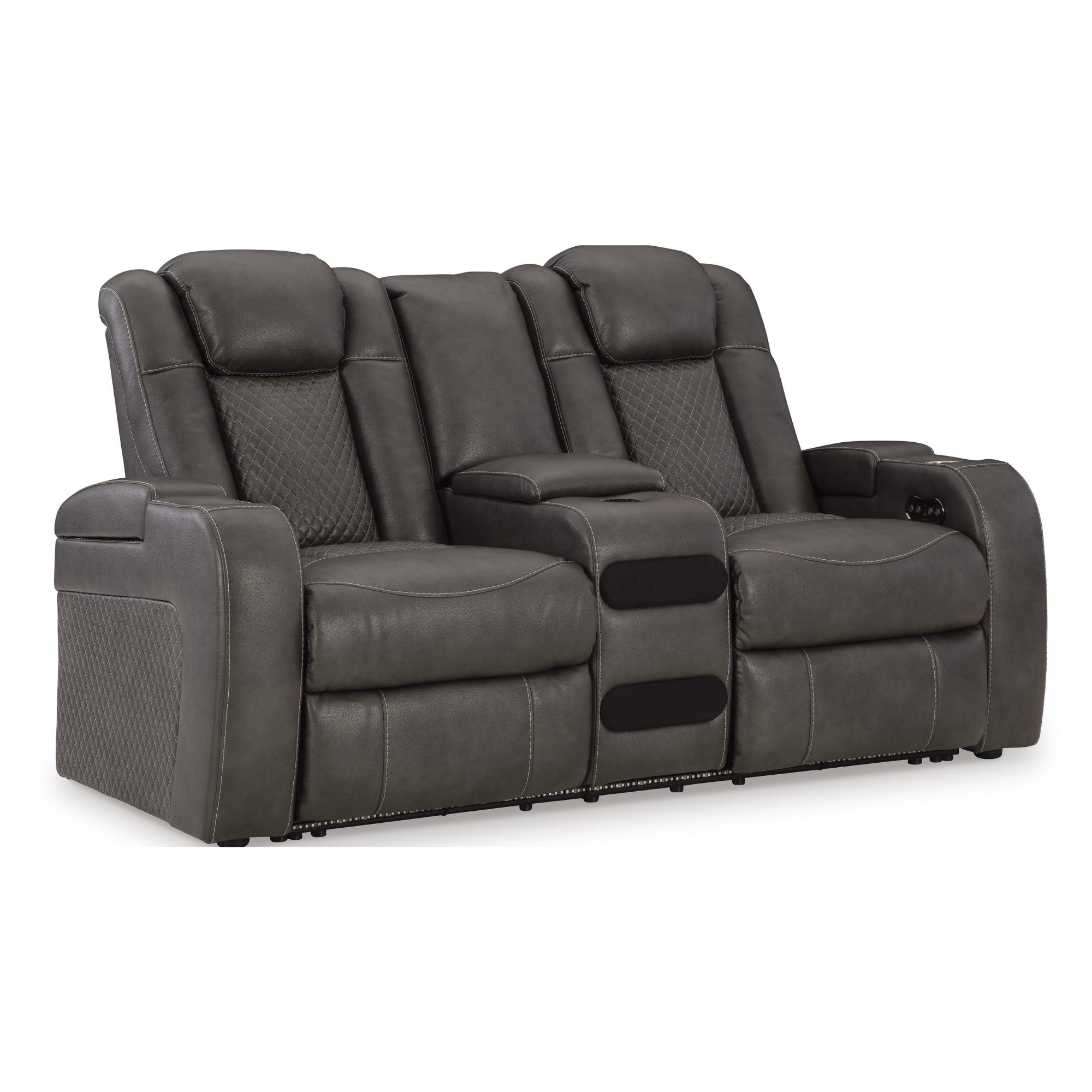 Fyne-Dyme Power Reclining Loveseat with Adjustable Headrest Shadow