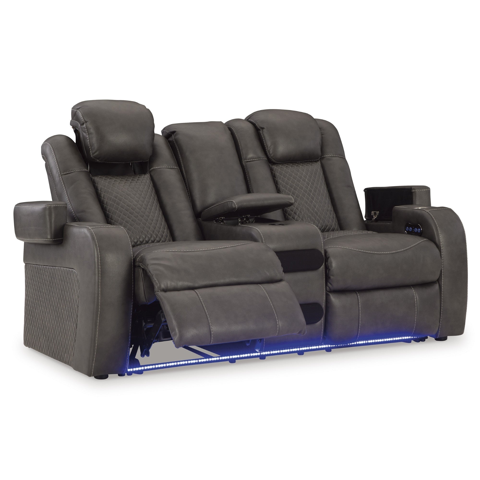Fyne-Dyme Power Reclining Loveseat with Adjustable Headrest Shadow