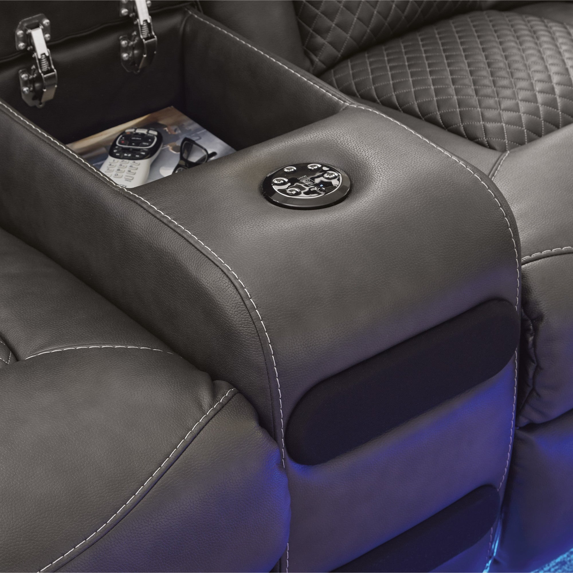 Fyne-Dyme Power Reclining Loveseat with Adjustable Headrest Shadow